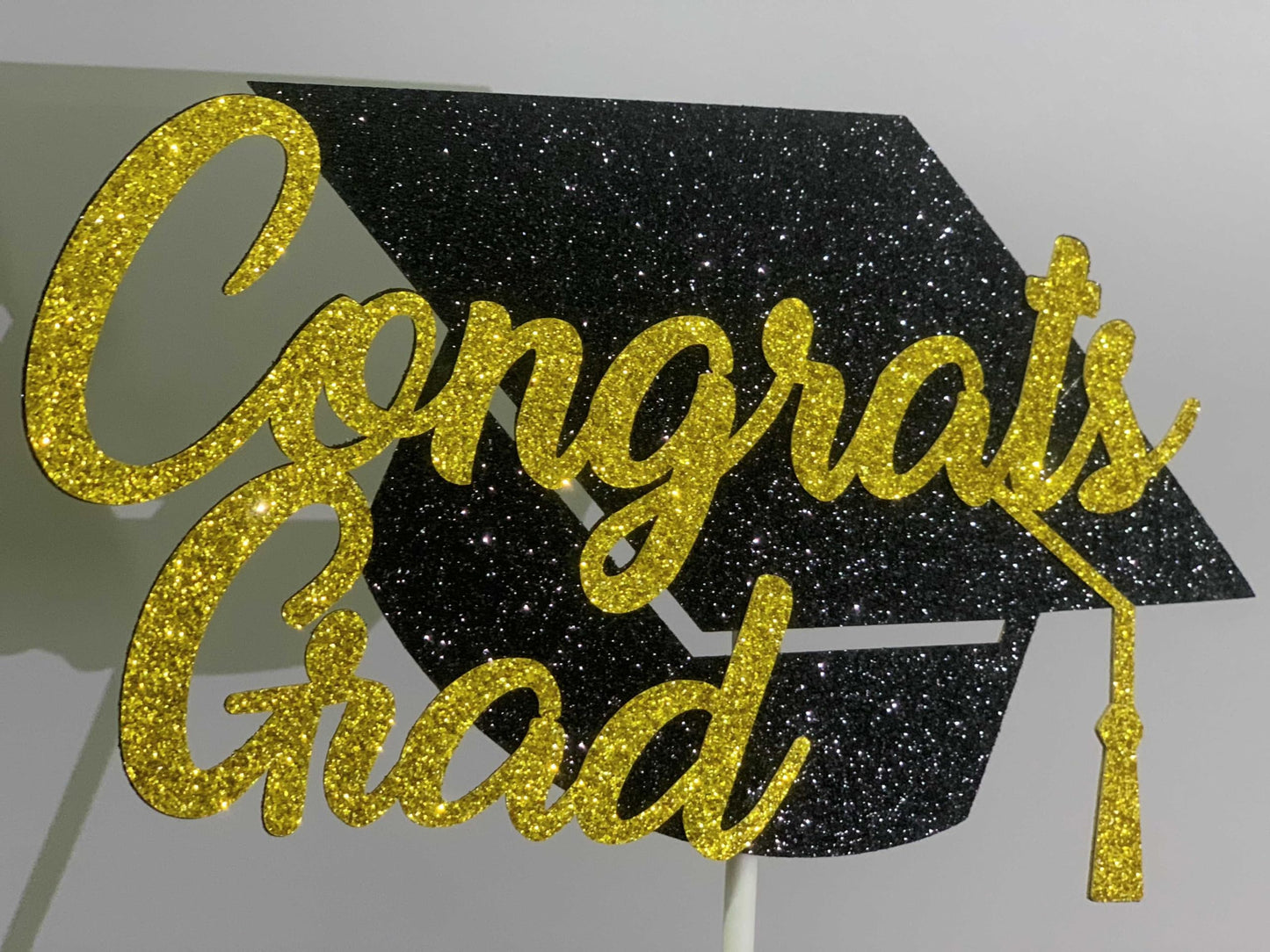 Tinbax Graduation Congrats Cake Topper – Glitter Cardstock Decoration