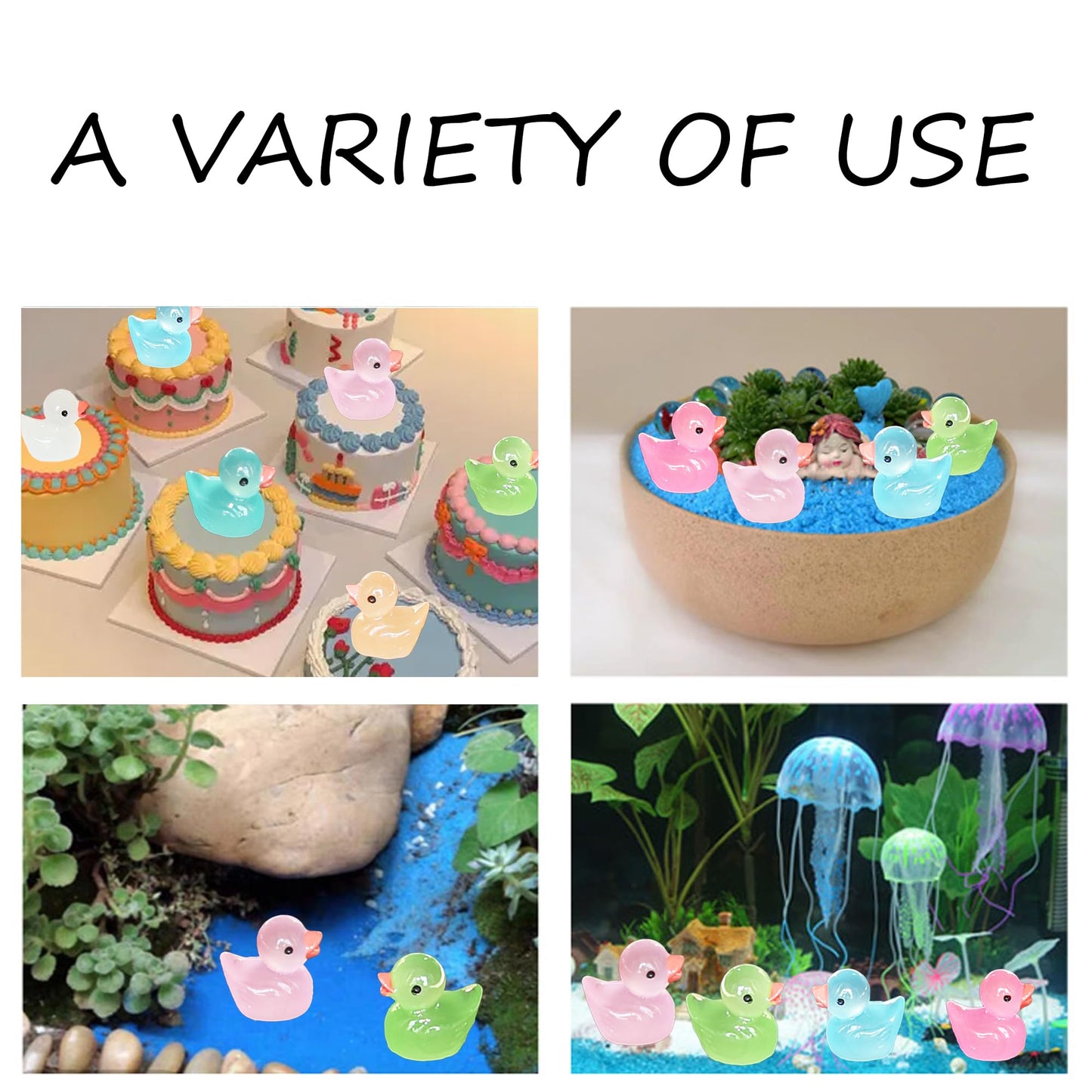 Tindobewan 50 Pcs Glow in the Dark Tiny Ducks – Luminous Resin Mini Ducks for Slime, Dollhouse, Crafts