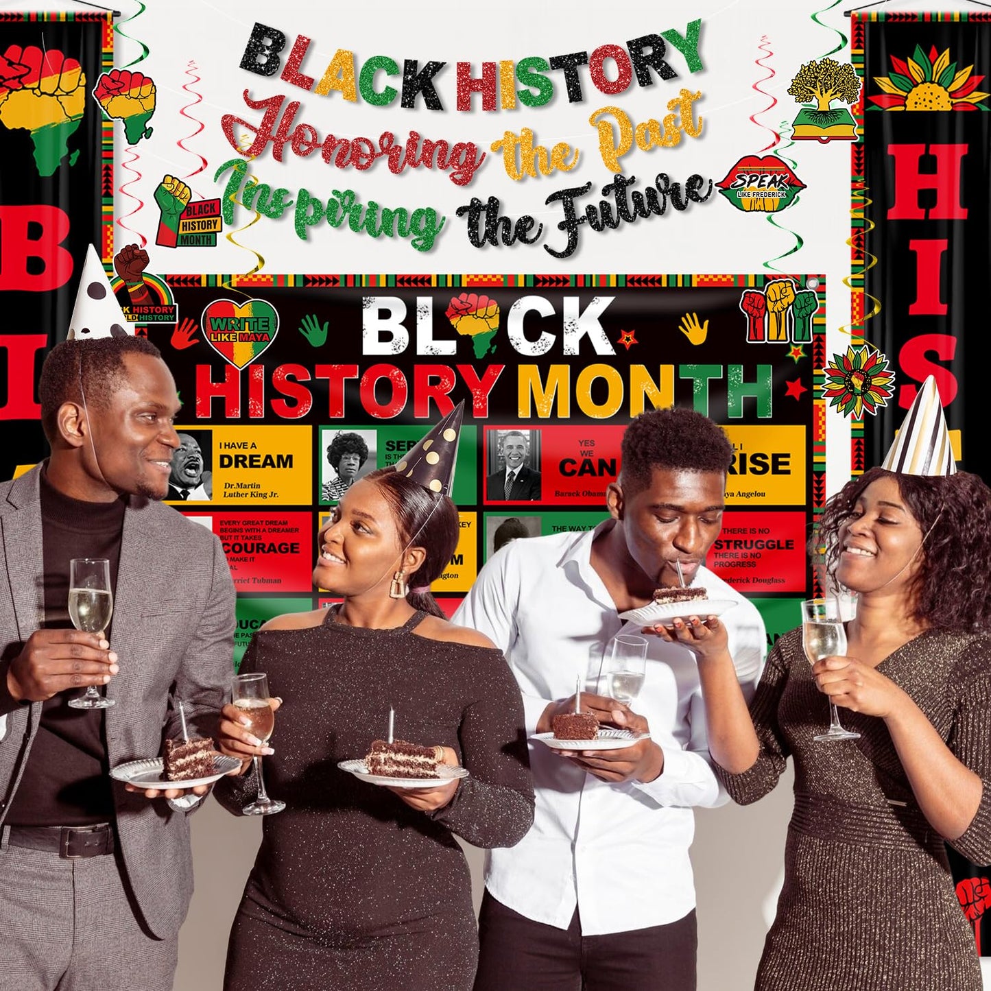 tineit Black History Month Decorations – 24Pcs Banner Set for Classrooms