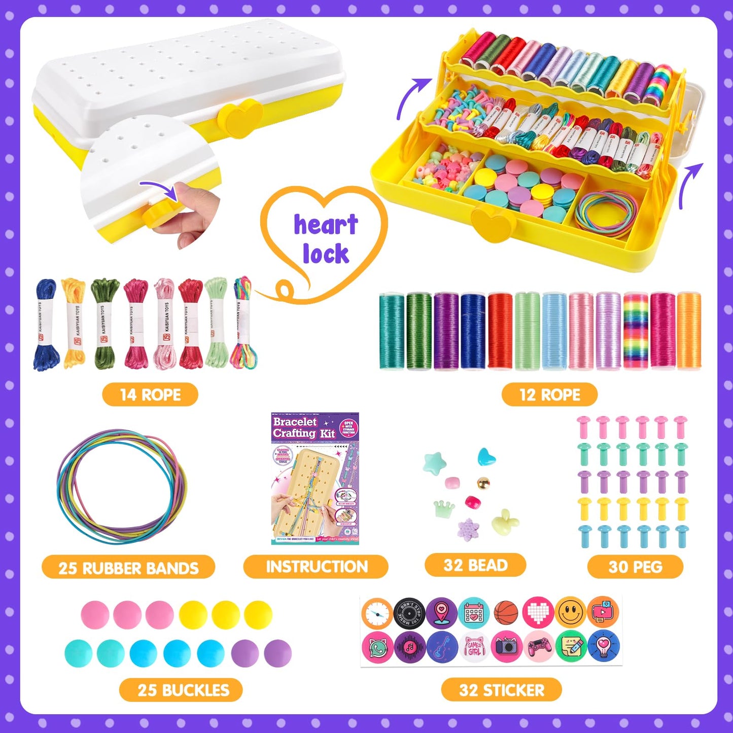 TingingYuli Friendship Bracelet Making Kit with Storage Box | Creative Craft for Girls 6-12