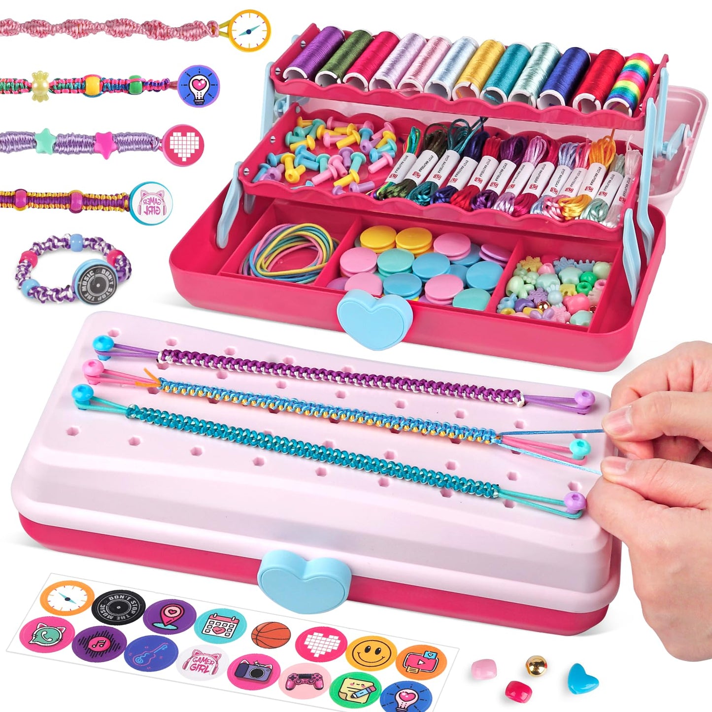 TingingYuli Friendship Bracelet Kit with Storage Box – DIY for Girls 8–12 (Red)