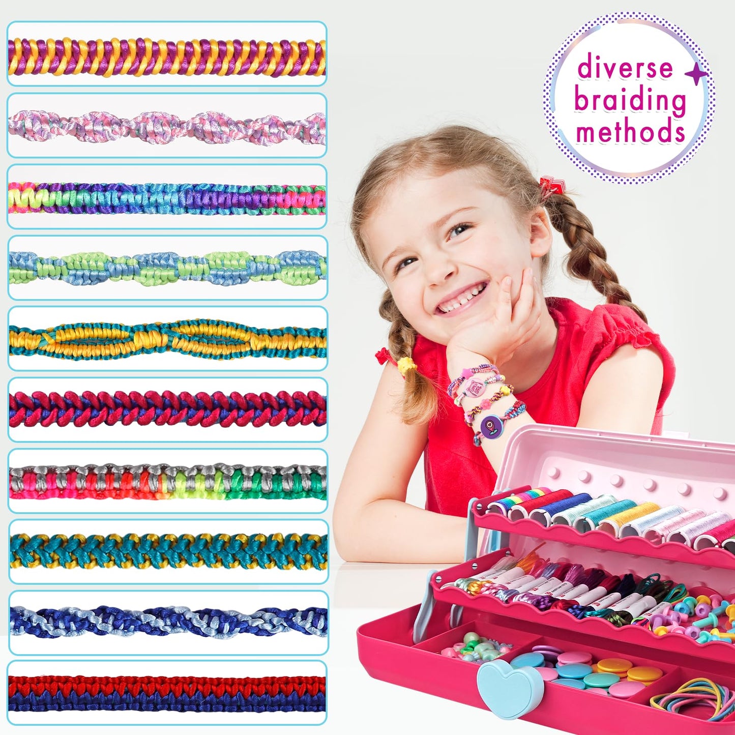 TingingYuli Friendship Bracelet Kit with Storage Box – DIY for Girls 8–12 (Red)