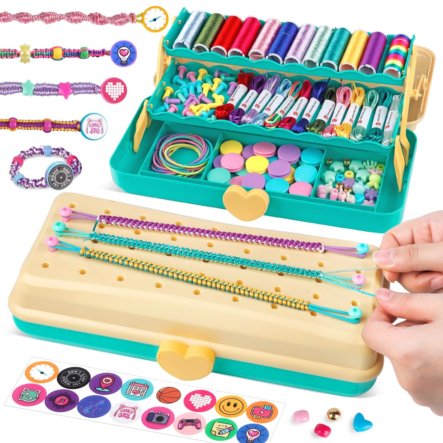 TingingYuli Friendship Bracelet Making Kit with Storage Box (Blue) for Girls Aged 6-12