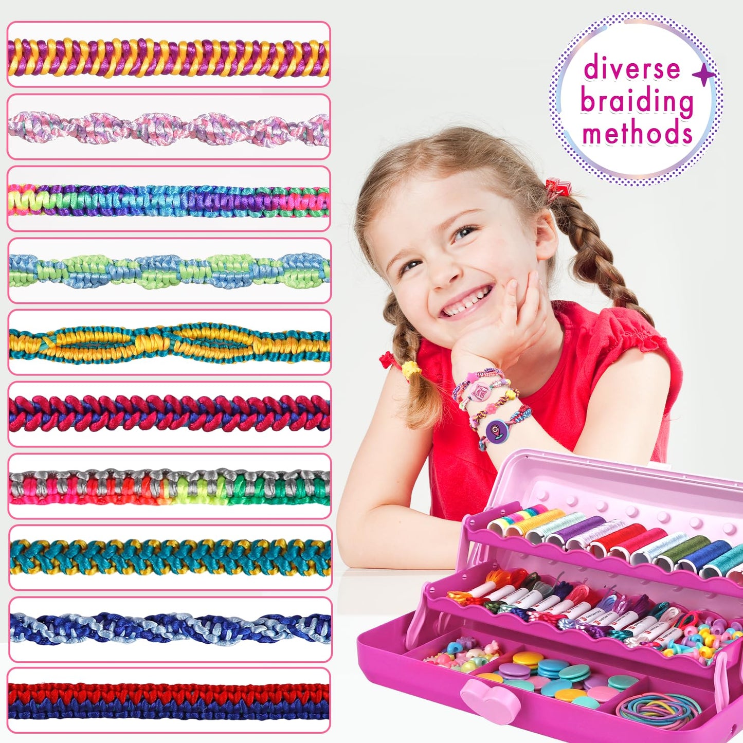 TingingYuli Friendship Bracelet Making Kit with Storage Box for Girls 8-12