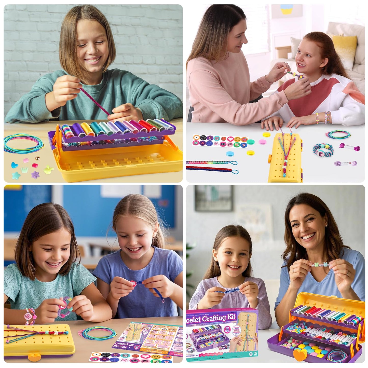 TingingYuli Friendship Bracelet Making Kit with Storage Box – DIY Jewelry Craft for Kids 6-12 (Yellow/Purple)