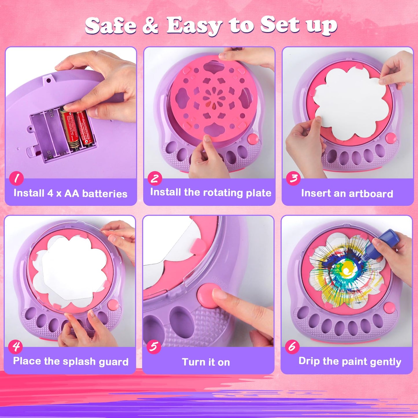 TingingYuli Paint Spin Art Machine Kit – Creative Spin Art Set for Kids (Ages 6-12) – Purple