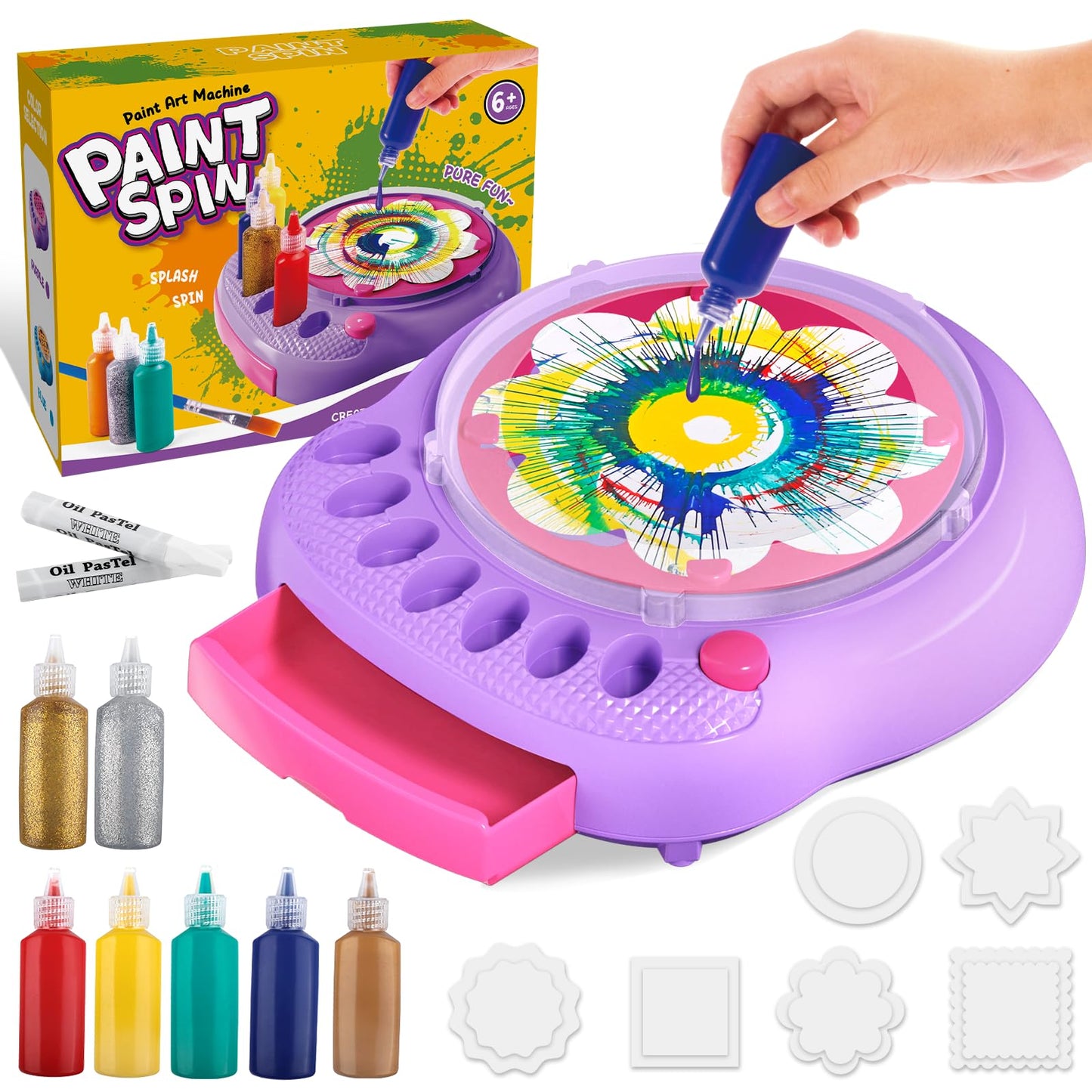 TingingYuli Paint Spin Art Machine Kit – Creative Spin Art Set for Kids (Ages 6-12) – Purple