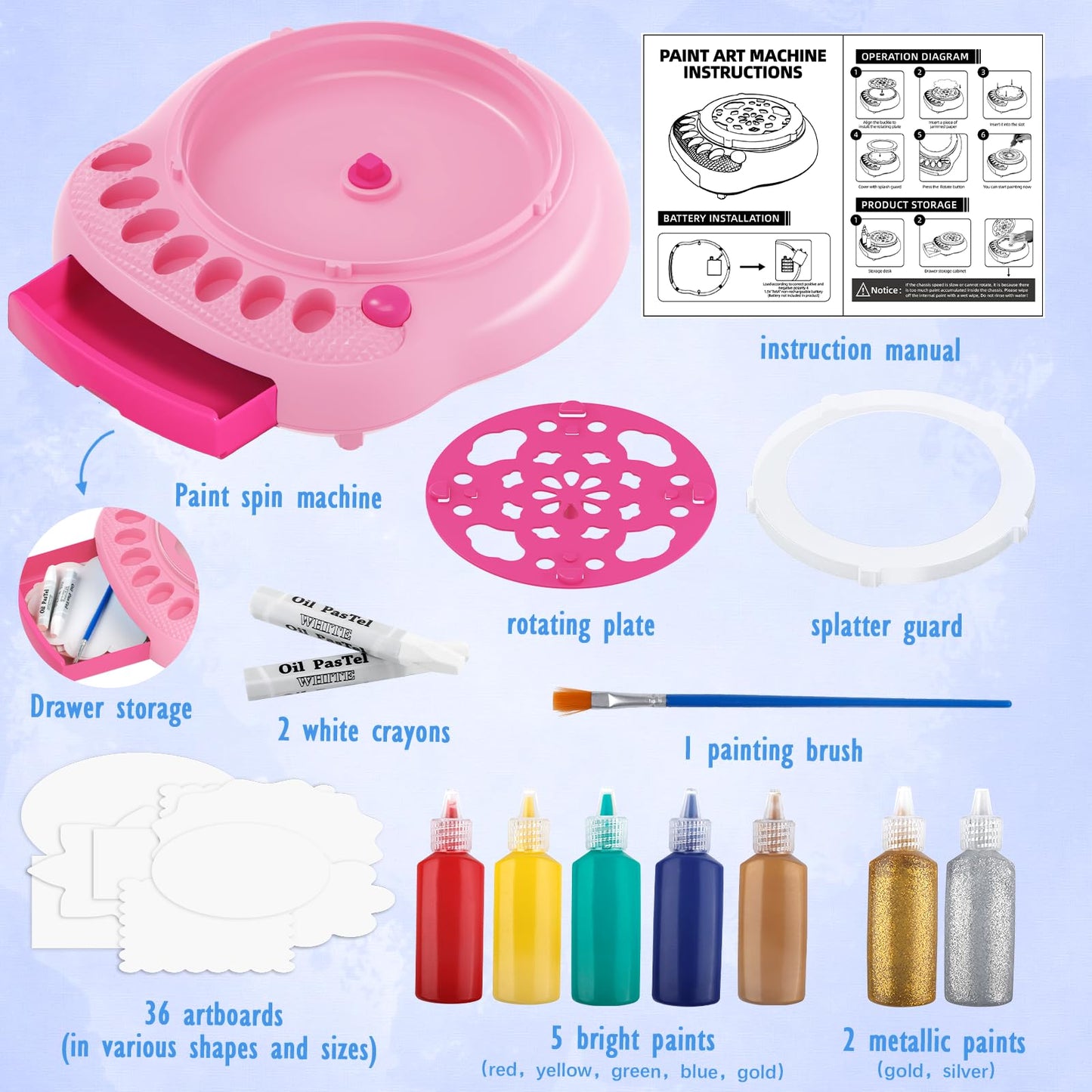 TingingYuli Paint Spin Art Machine Kit – Arts & Crafts for Kids Aged 4-8 & 6-9