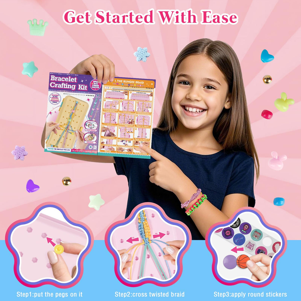 TingingYuli Friendship Bracelet Kit with Storage Box – DIY for Girls 8–12 (Red)