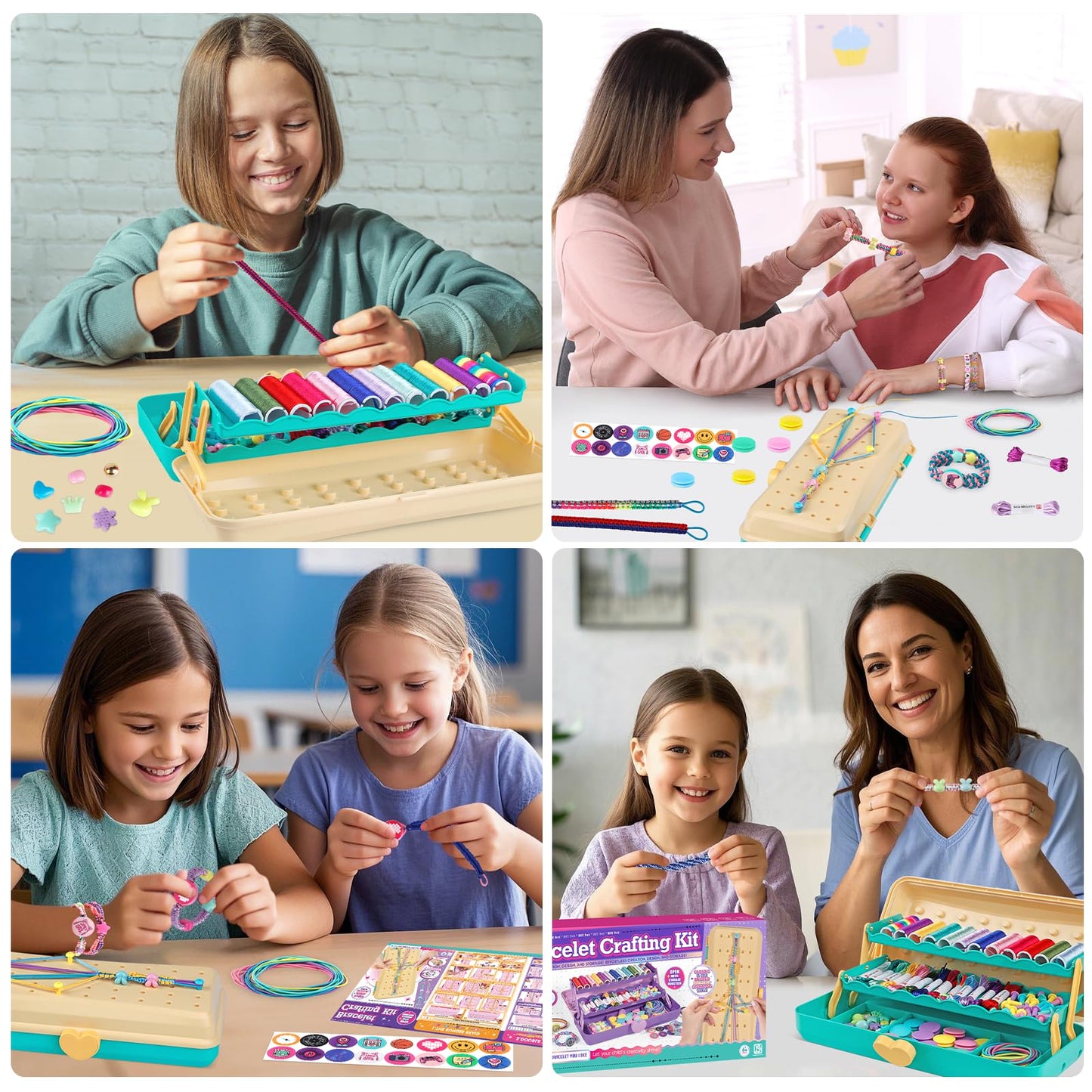TingingYuli Friendship Bracelet Making Kit with Storage Box (Blue) for Girls Aged 6-12