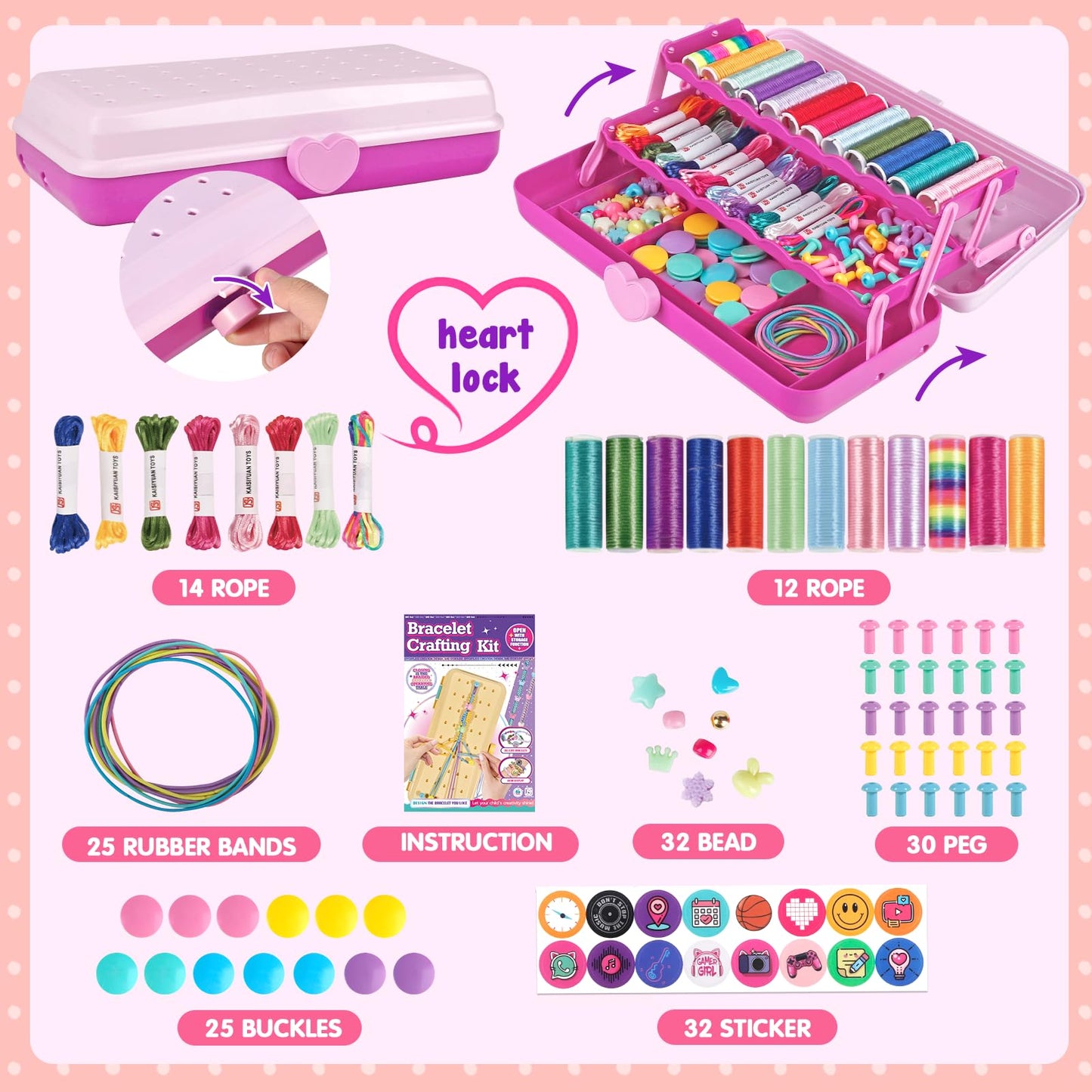 TingingYuli Friendship Bracelet Making Kit with Storage Box for Girls 8-12