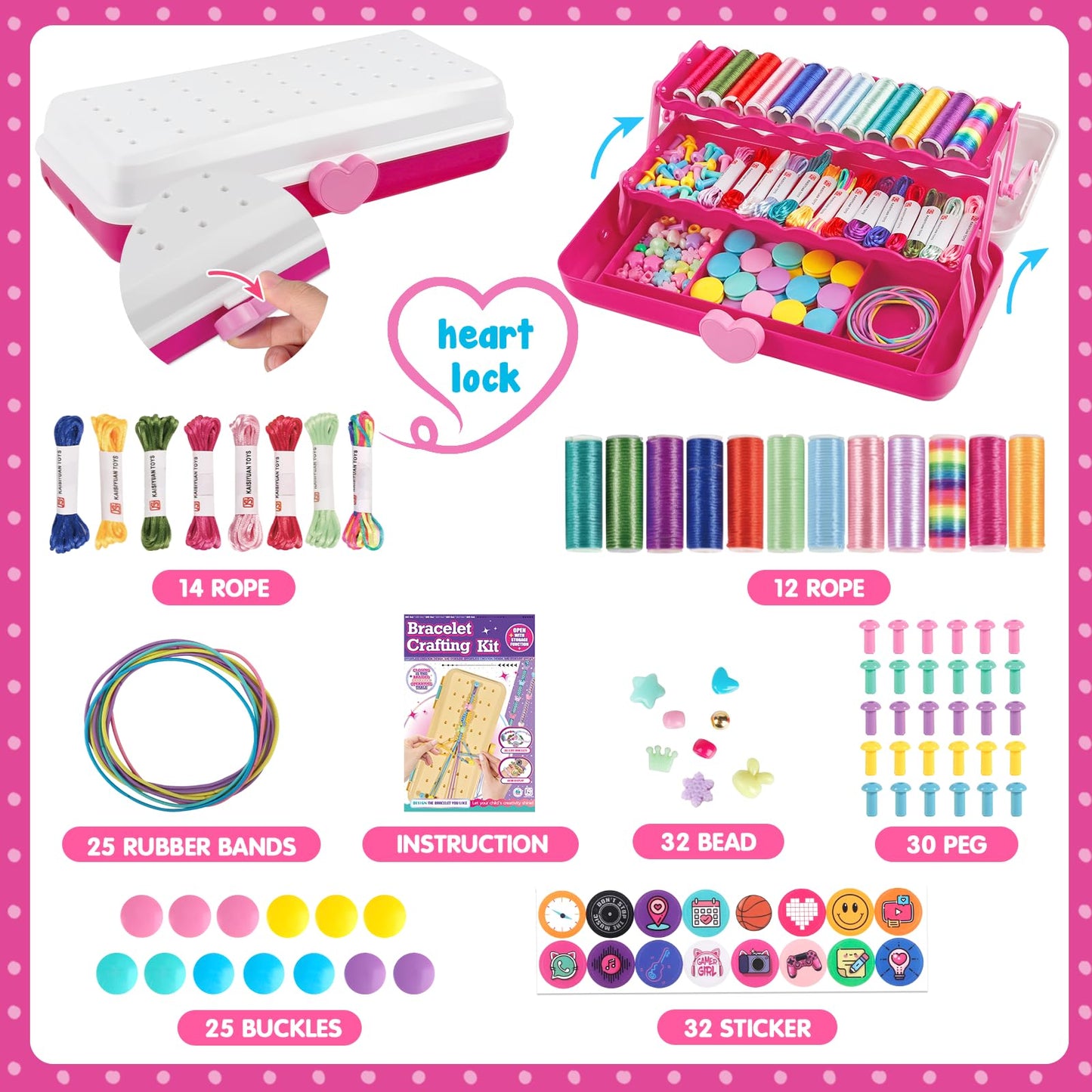 TingingYuli Friendship Bracelet Making Kit with Storage Box — DIY Crafts for Girls Aged 8–12