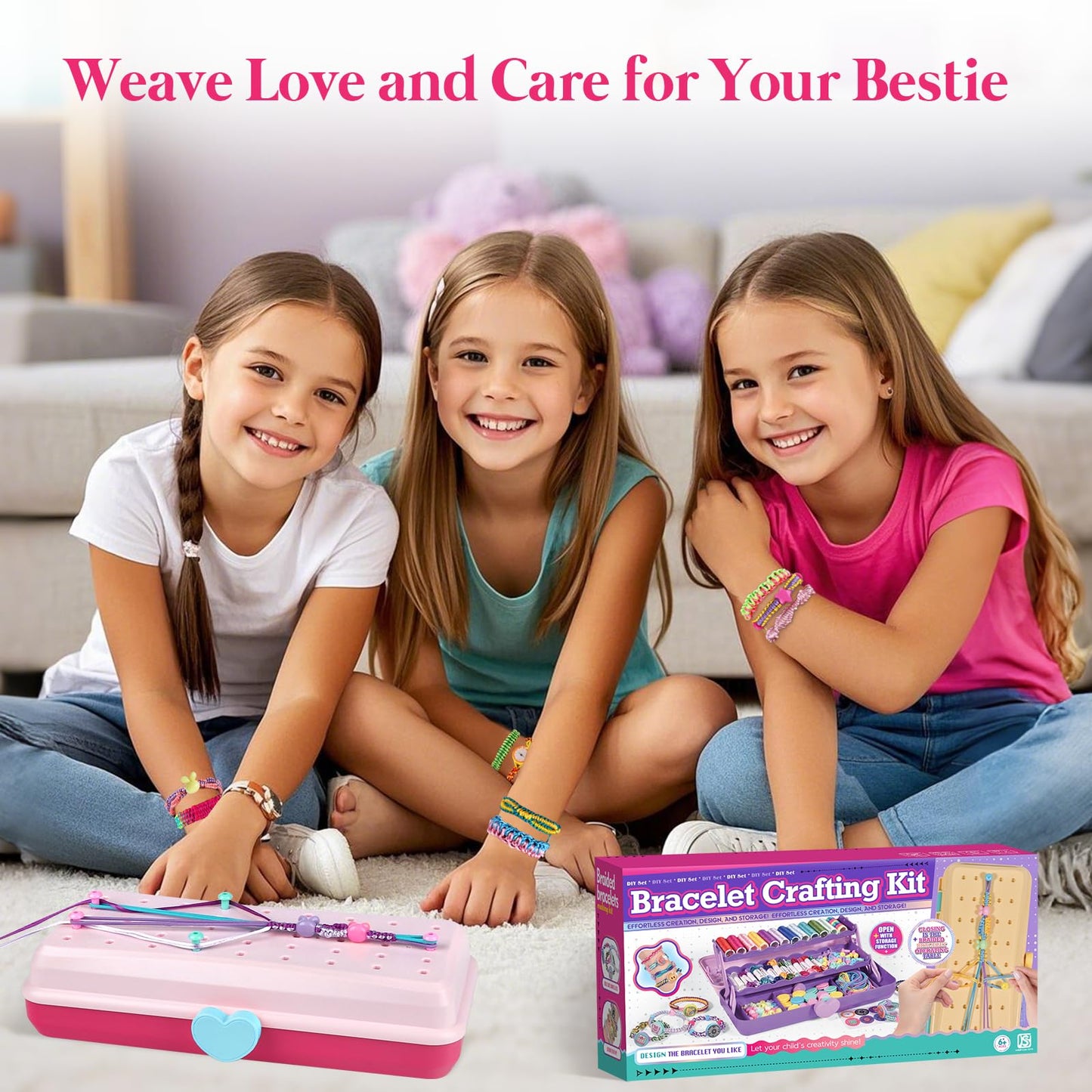 TingingYuli Friendship Bracelet Kit with Storage Box – DIY for Girls 8–12 (Red)
