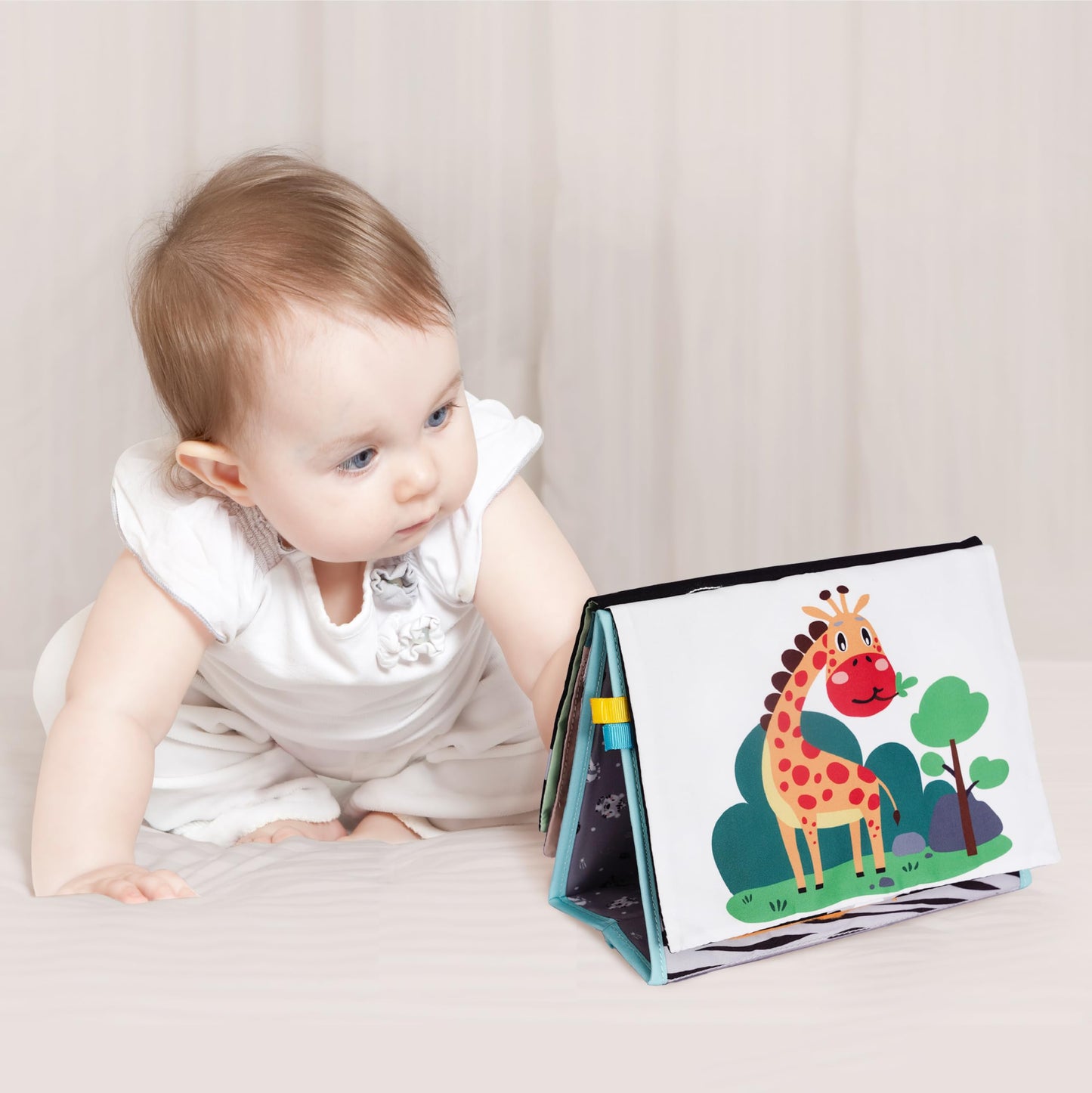 TINITIGIES Tummy Time Mirror for Babies — High Contrast Book & Teether
