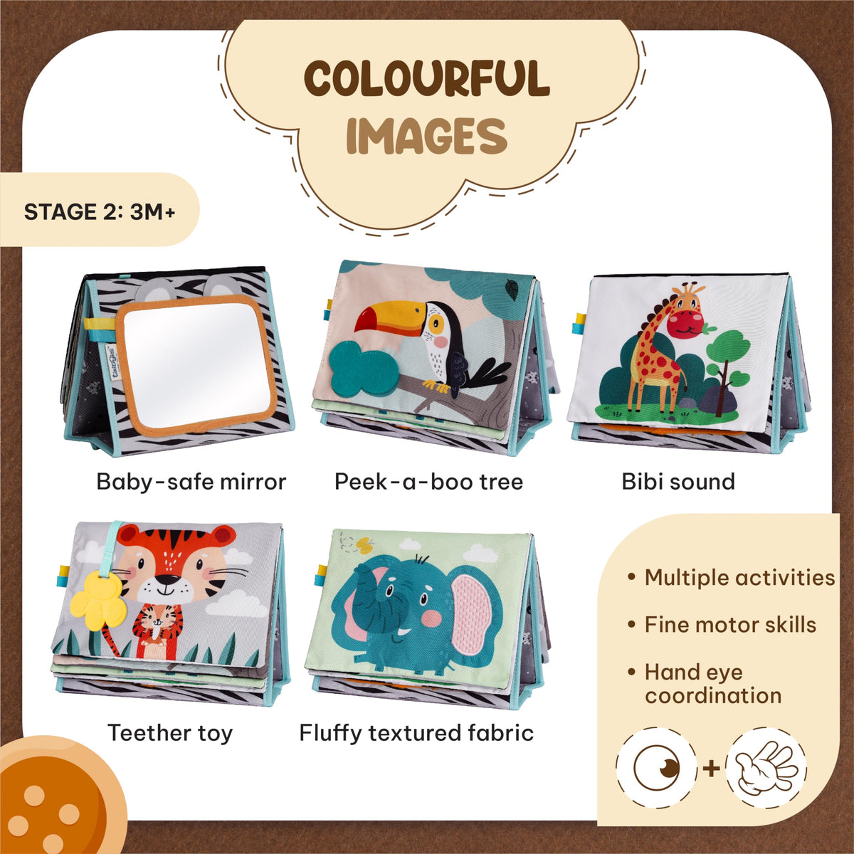 TINITIGIES Tummy Time Mirror for Babies — High Contrast Book & Teether
