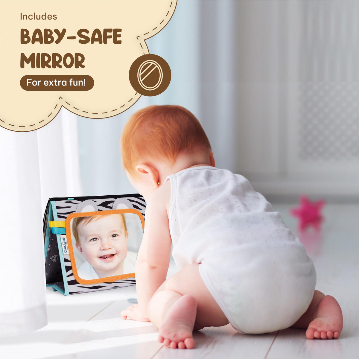 TINITIGIES Tummy Time Mirror for Babies — High Contrast Book & Teether