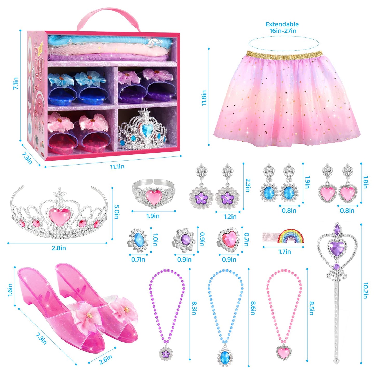 Tinkkorz Princess Dress Up Toys & Jewelry Boutique – Role Play Gift Set for Girls 3-6