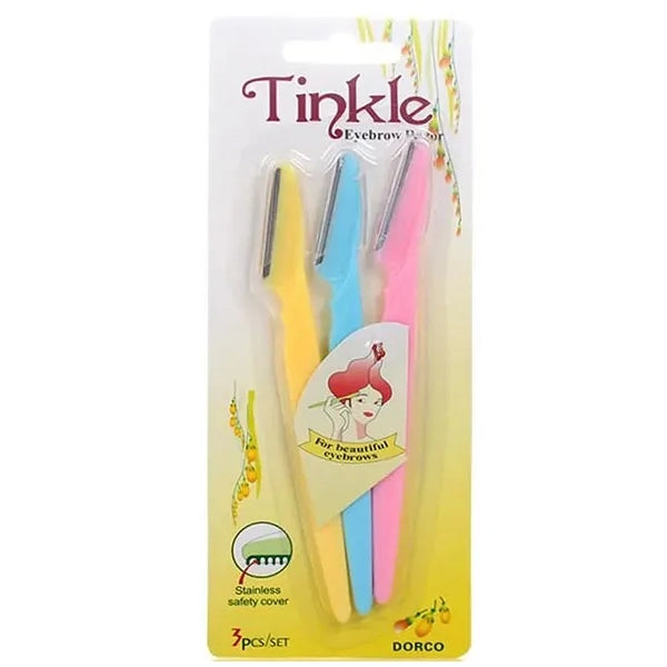 Tinkle Eyebrow Razors for Precise Facial Hair Removal & Flawless Brows - 3 Pc Set