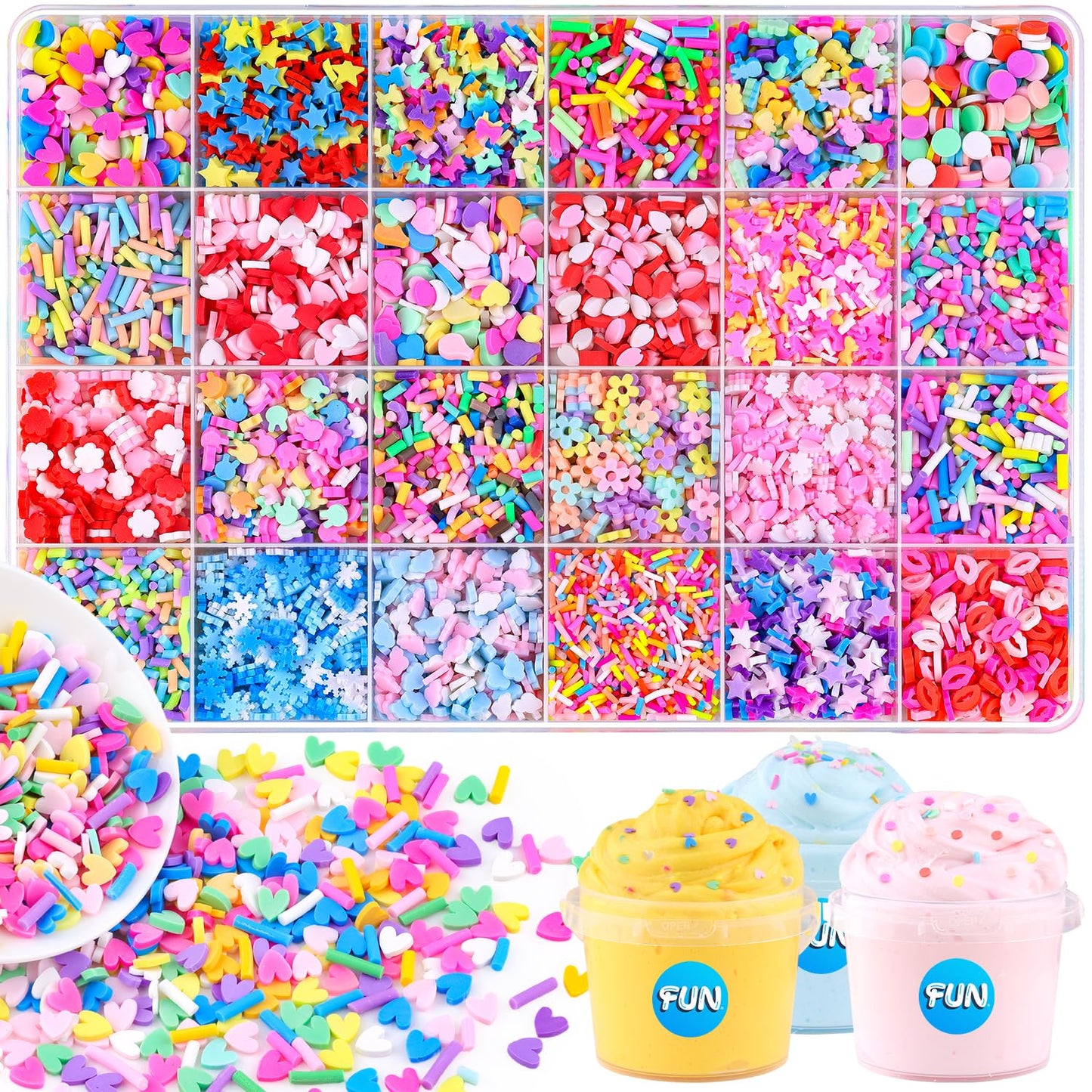 TINKRSTUFF 24-Grid Slime Mix Ins - Non-Edible Polymer Clay Sprinkles for Nail Art & DIY