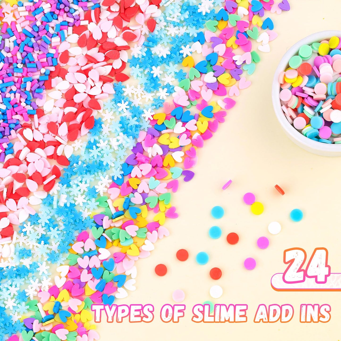 TINKRSTUFF 24-Grid Slime Mix Ins - Non-Edible Polymer Clay Sprinkles for Nail Art & DIY