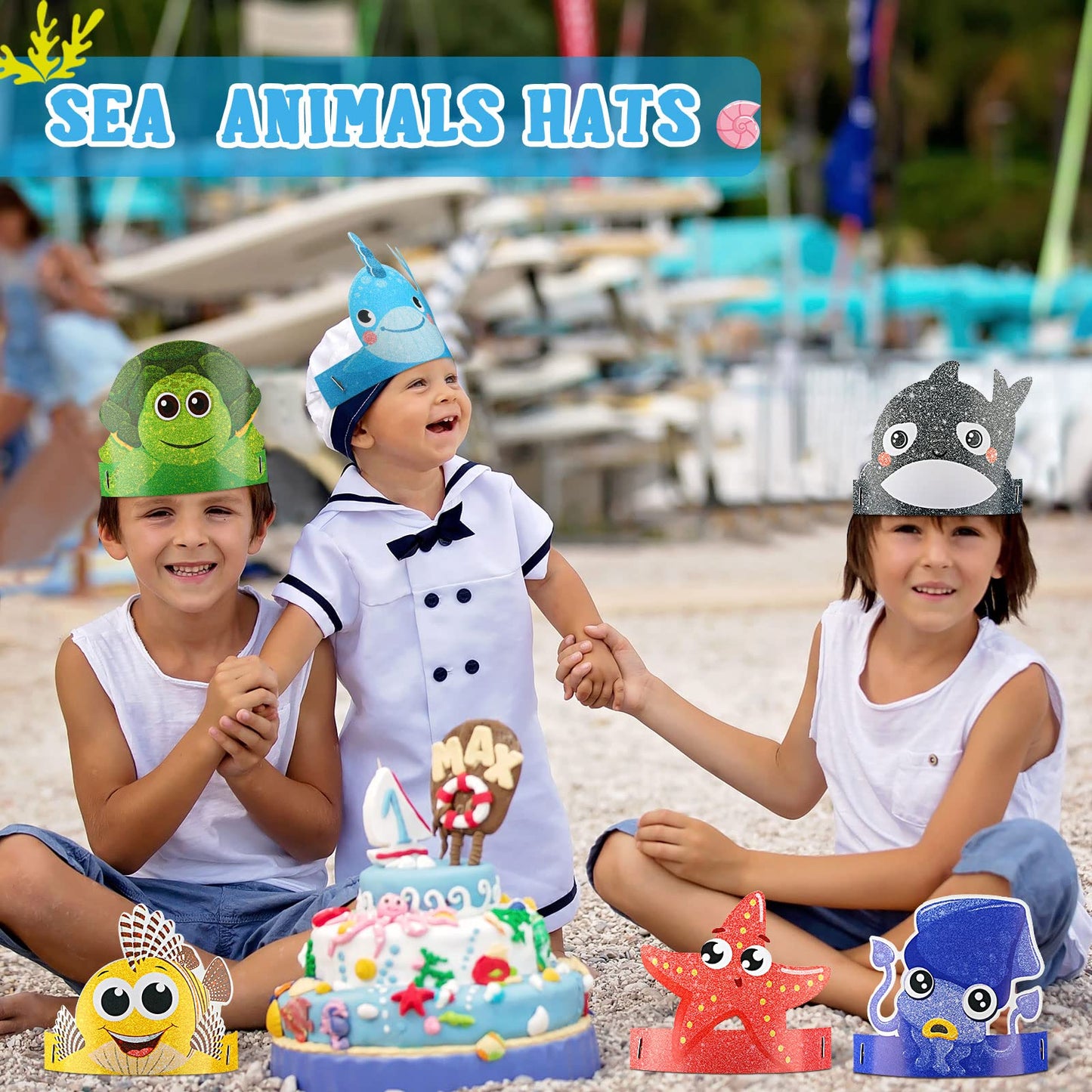 Tinlade 48 Pcs Under the Sea Hats – Ocean Theme Sea Animal Crowns for Parties