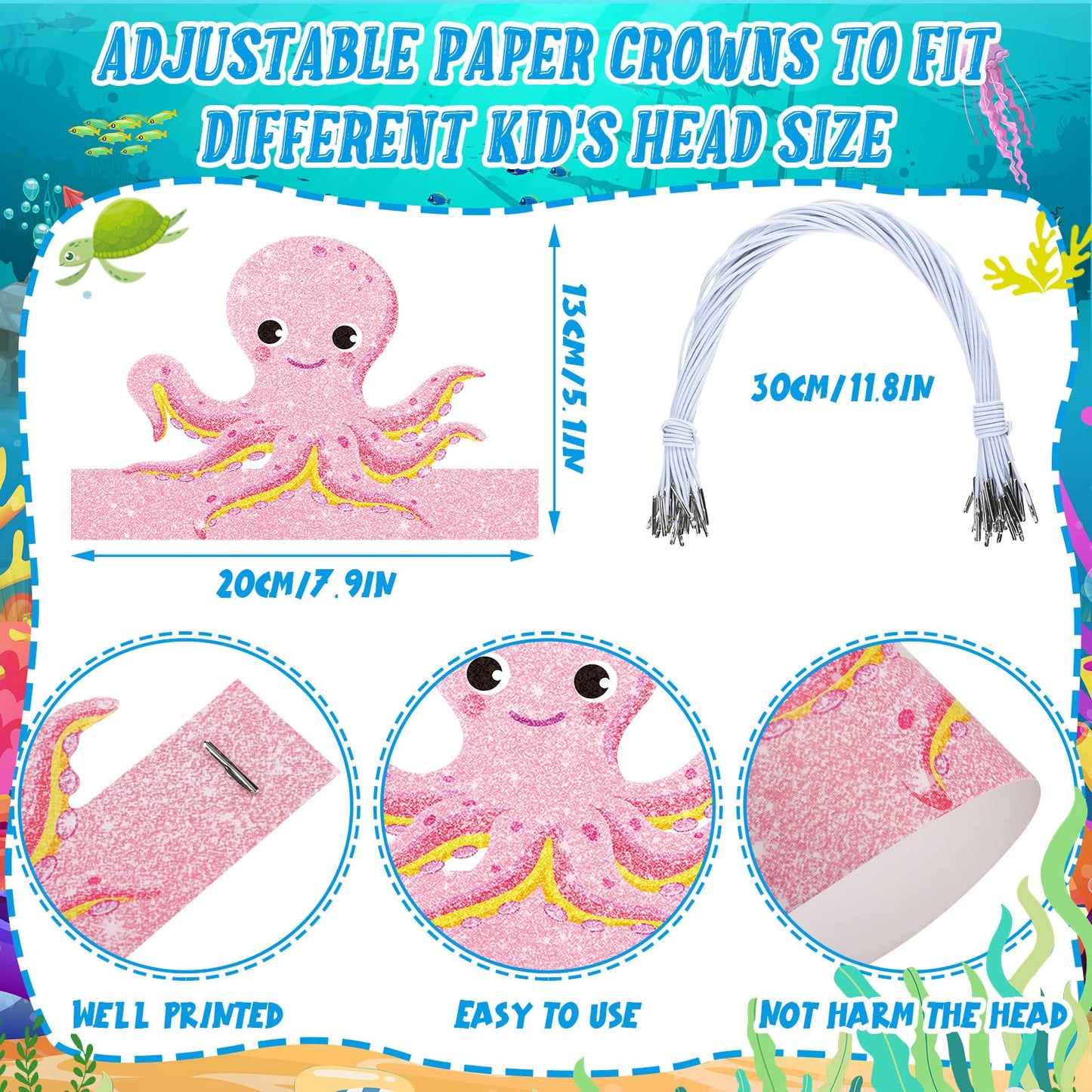 Tinlade 48 Pcs Under the Sea Hats – Ocean Theme Sea Animal Crowns for Parties