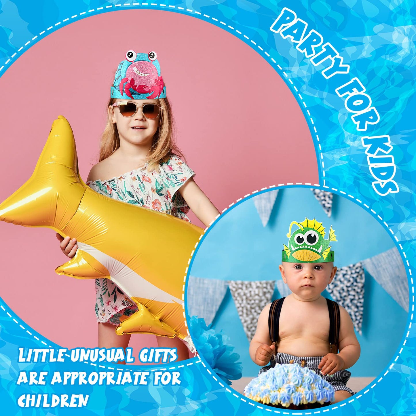 Tinlade 48 Pcs Under the Sea Hats – Ocean Theme Sea Animal Crowns for Parties