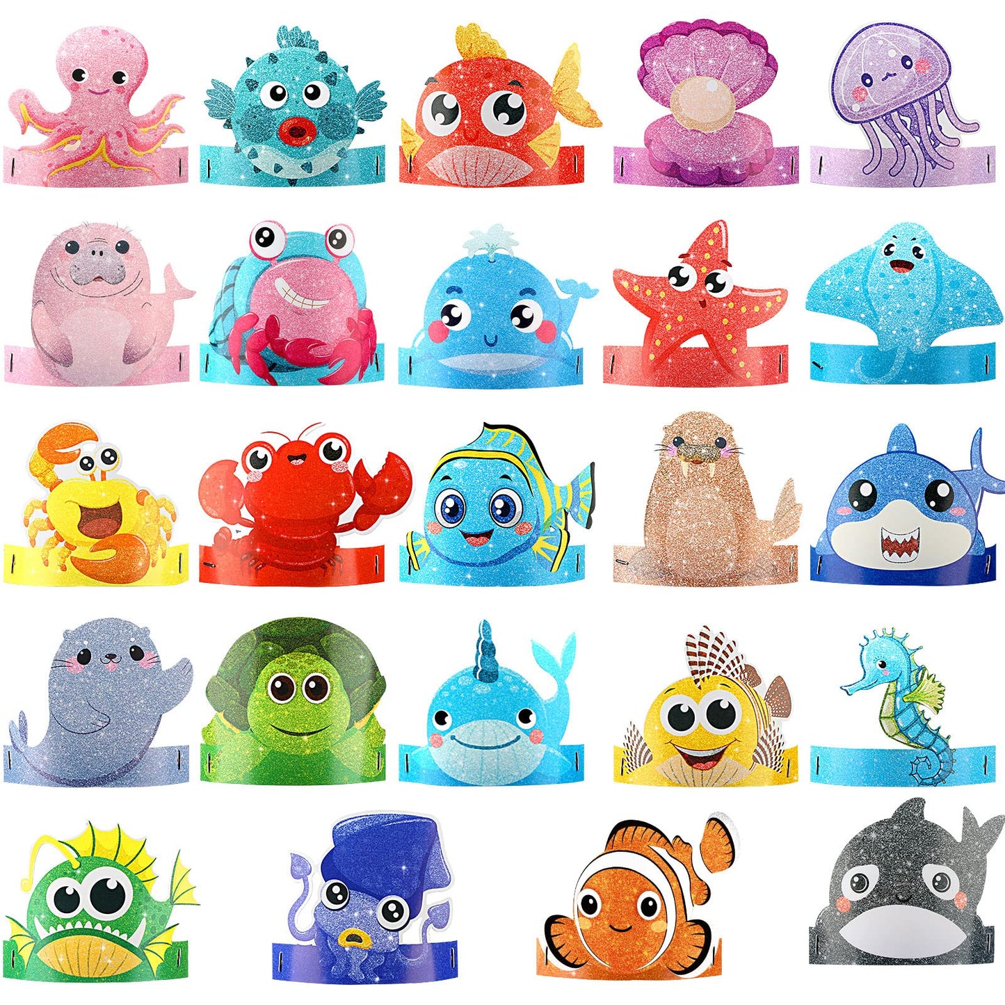 Tinlade 48 Pcs Under the Sea Hats – Ocean Theme Sea Animal Crowns for Parties