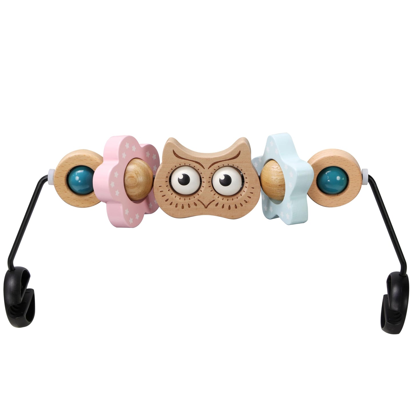 TinlyFinly Beech Wood Baby Bouncer Toy Bar — Secure Fit for Baby Bjorn Bouncers (Owl)