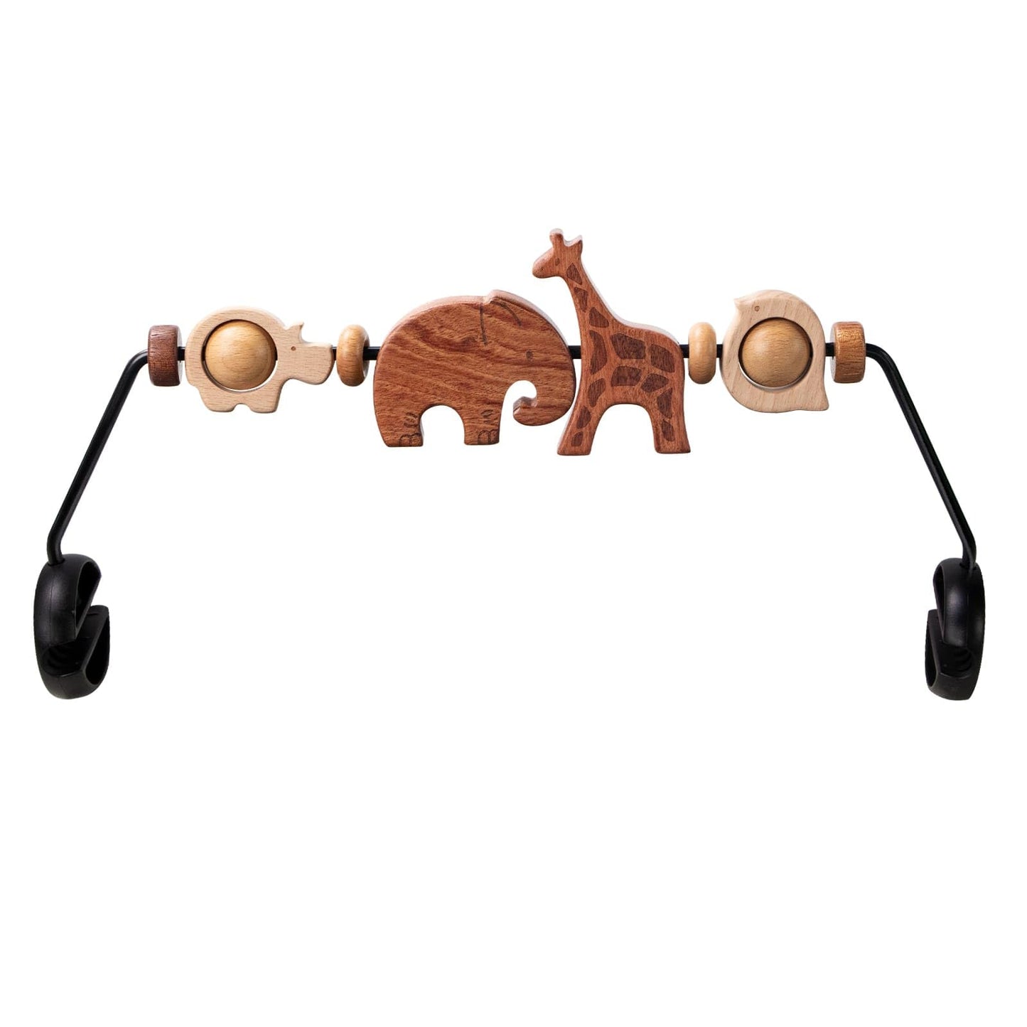 TinlyFinly Baby Bouncer Toy Bar – Wooden Animals, Secure Fit for Baby Bjorn