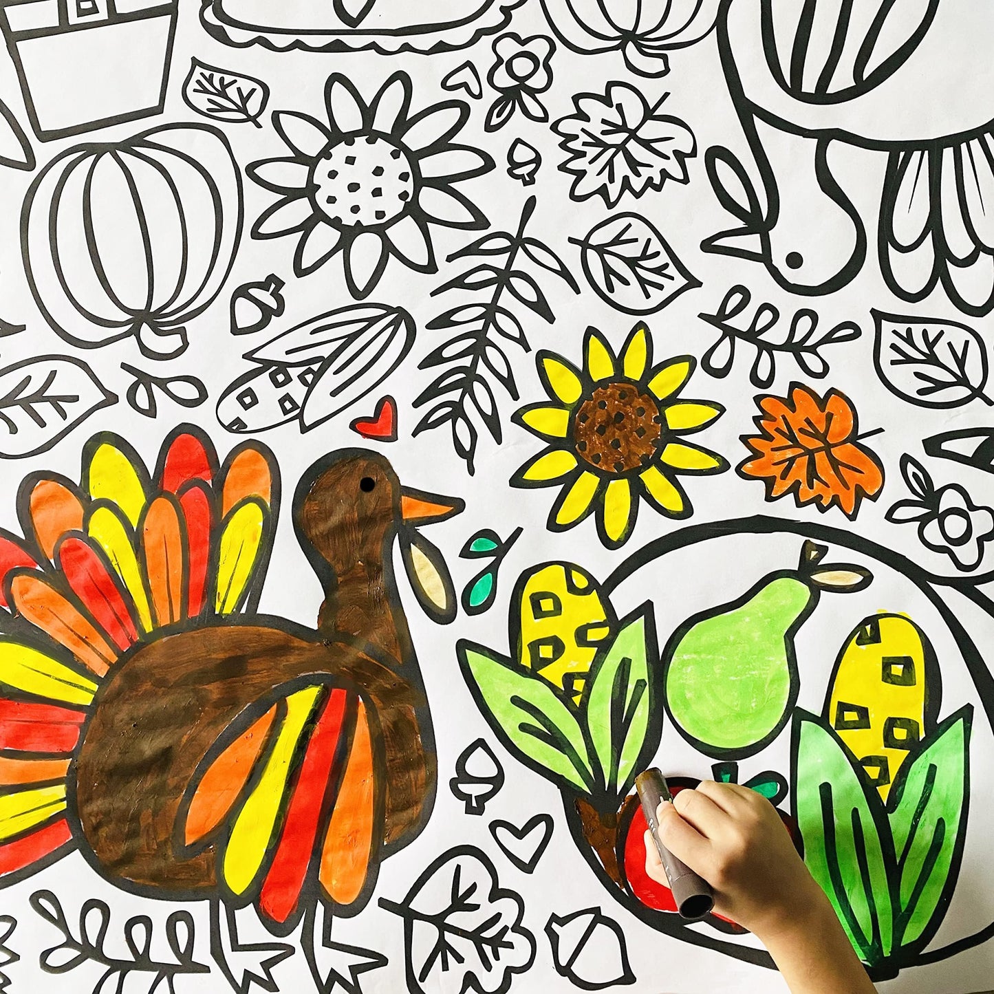 Tiny Expressions Thanksgiving Coloring Tablecloth for Kids - 30x72 Giant Poster (Rolled)