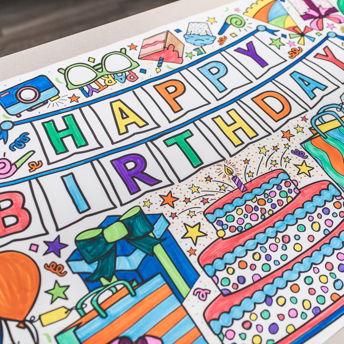 Tiny Expressions Giant Birthday Coloring Poster - Rolled, Not Folded - 30 by 72 Inches