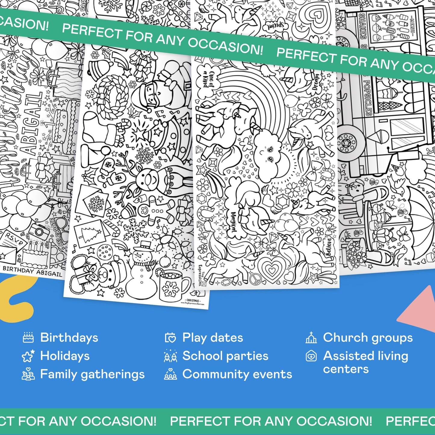 Tiny Expressions Winter Coloring Poster – 30x72 Rolled, No Creases