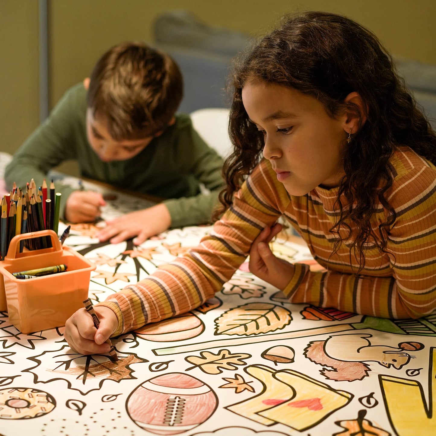 Tiny Expressions Fall Coloring Poster for Kids – 30x72 Rolled Giant Coloring Table Cloth