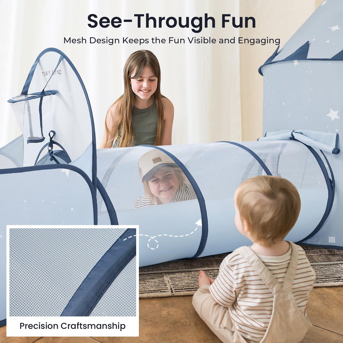 Tiny Land 3-in-1 Baby Tunnel with Ball Pit & Pop-Up Tent | Indoor Outdoor Play for Toddlers