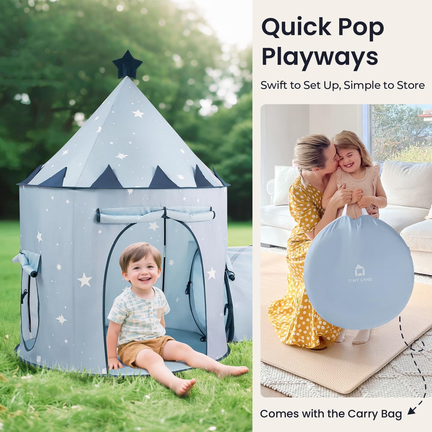 Tiny Land 3-in-1 Baby Tunnel with Ball Pit & Pop-Up Tent | Indoor Outdoor Play for Toddlers