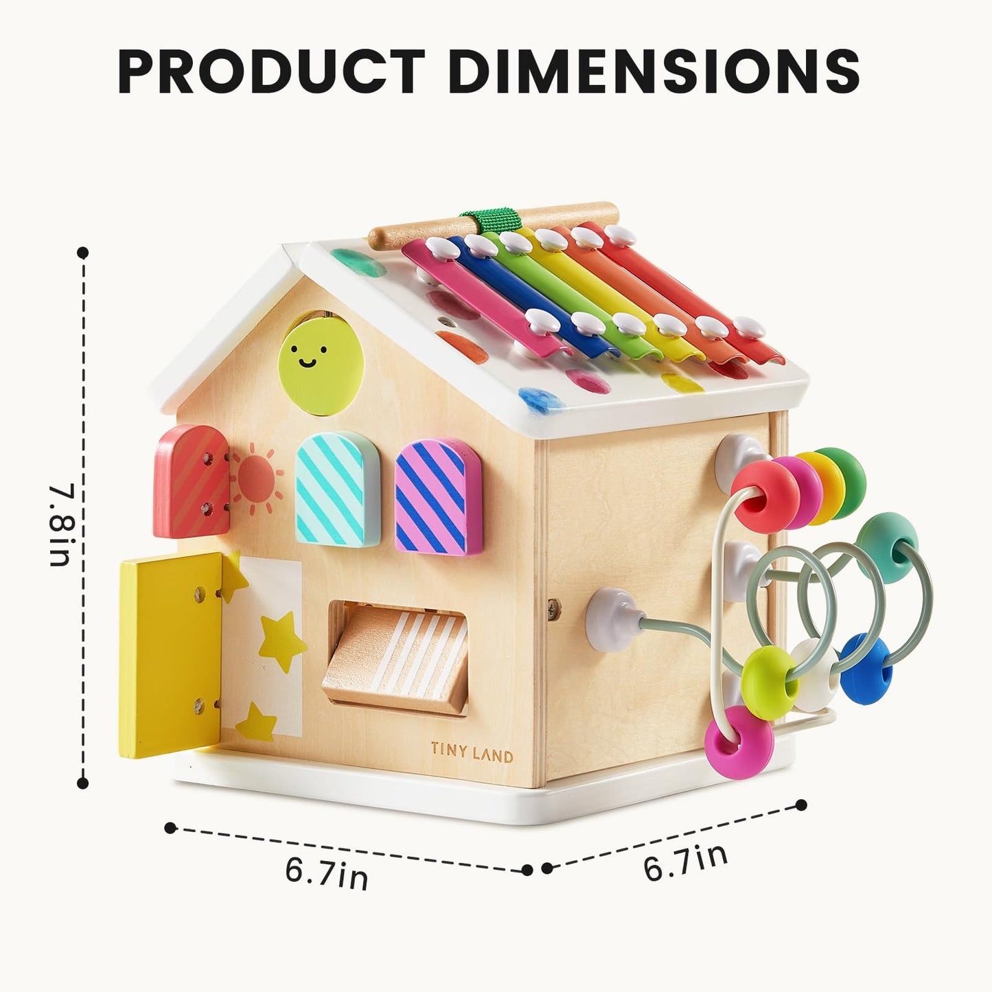 Tiny Land 9-in-1 Wooden Activity Cube - Rainbow Edition, Montessori Baby Activity Center for Toddlers