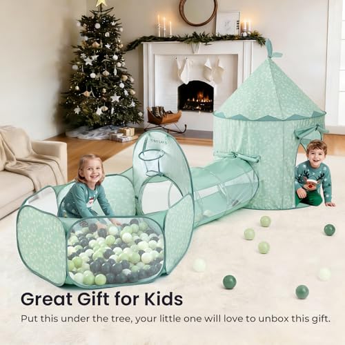 Tiny Land 3-in-1 Play Tunnel with Ball Pit & Tent – Green