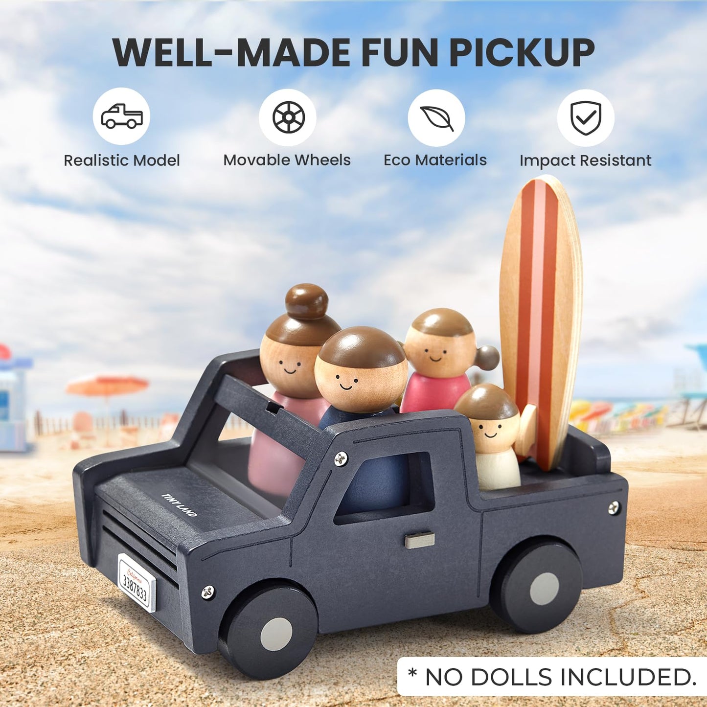 Tiny Land Wooden Dollhouse Garage Set – Realistic Garage, Workbench, Lawn Mower & SUV Car