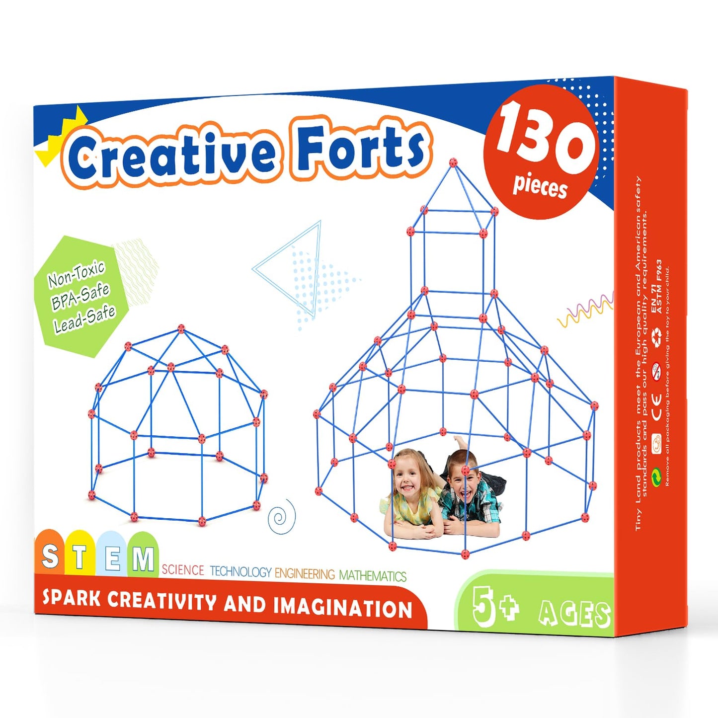 Tiny Land Fort Building Kit — 130-Piece STEM DIY Fort for Kids 5-8