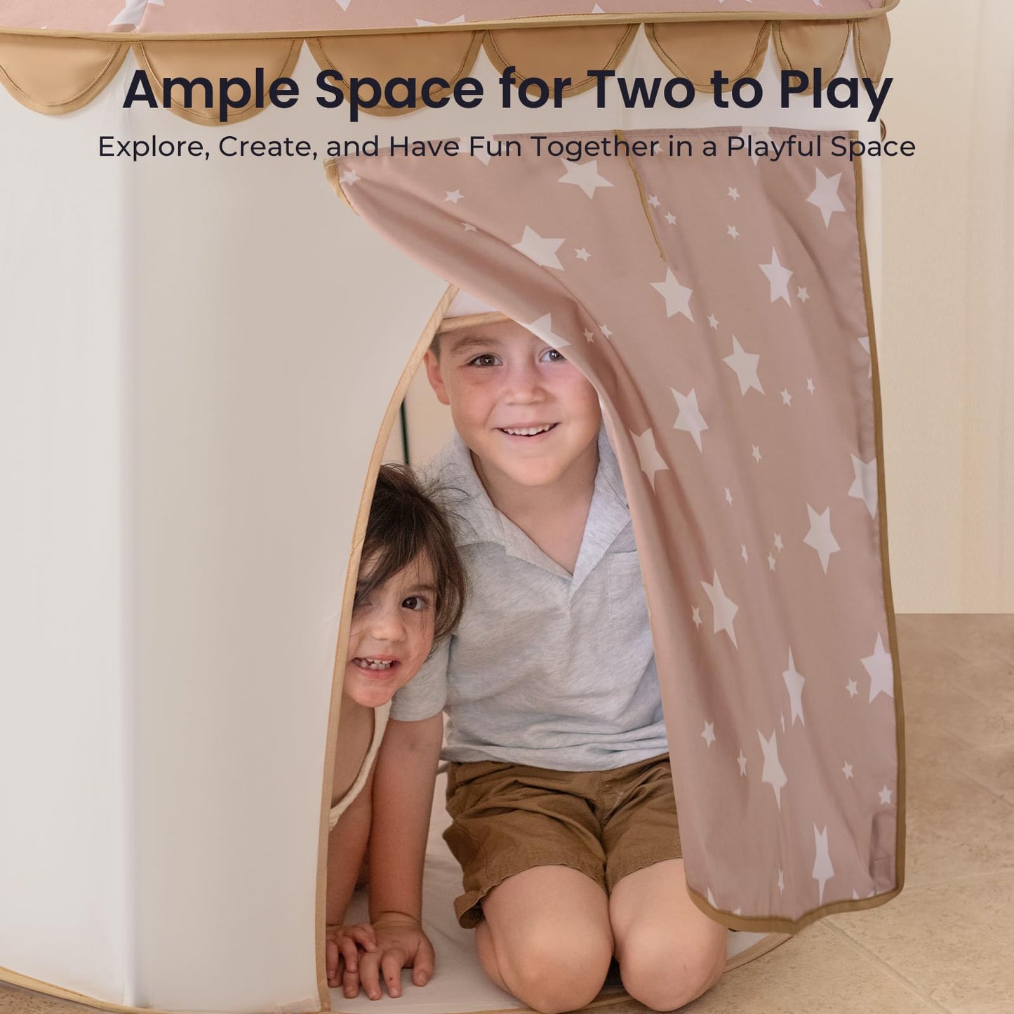Tiny Land Kids Play Tent – Khaki Castle for Indoor Imaginative Play