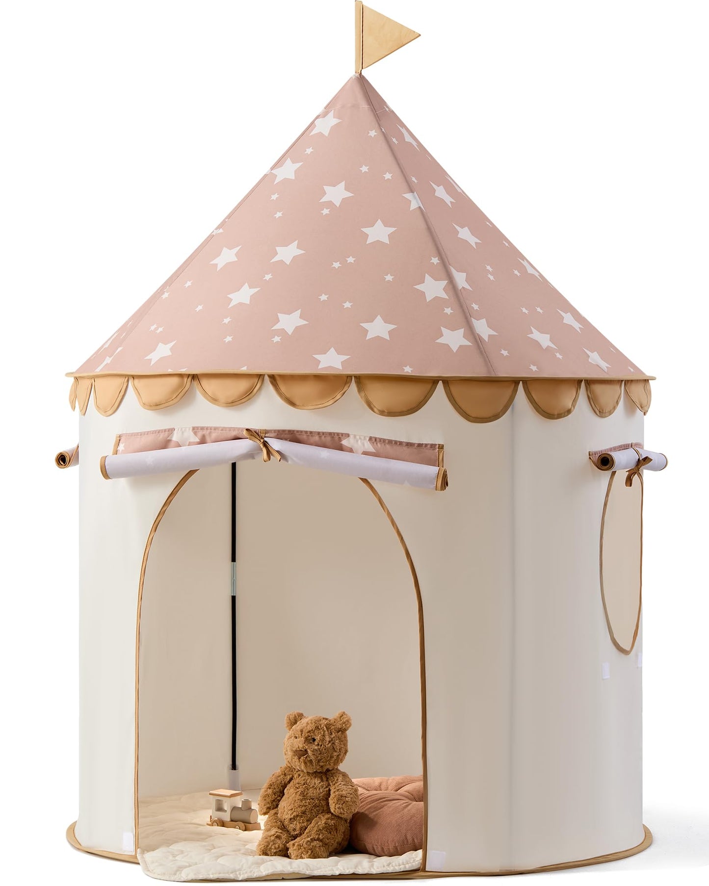 Tiny Land Kids Play Tent – Khaki Castle for Indoor Imaginative Play