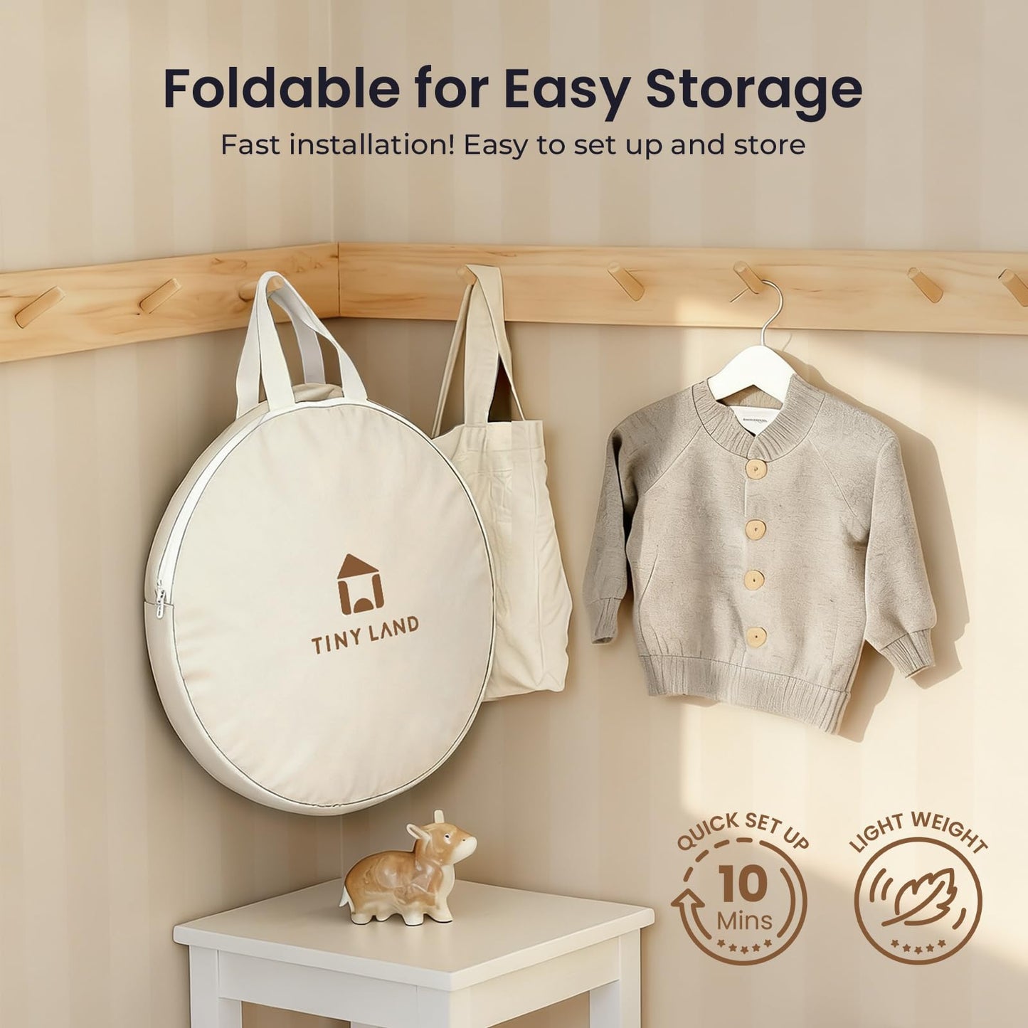 Tiny Land Kids Play Tent – Khaki Castle for Indoor Imaginative Play