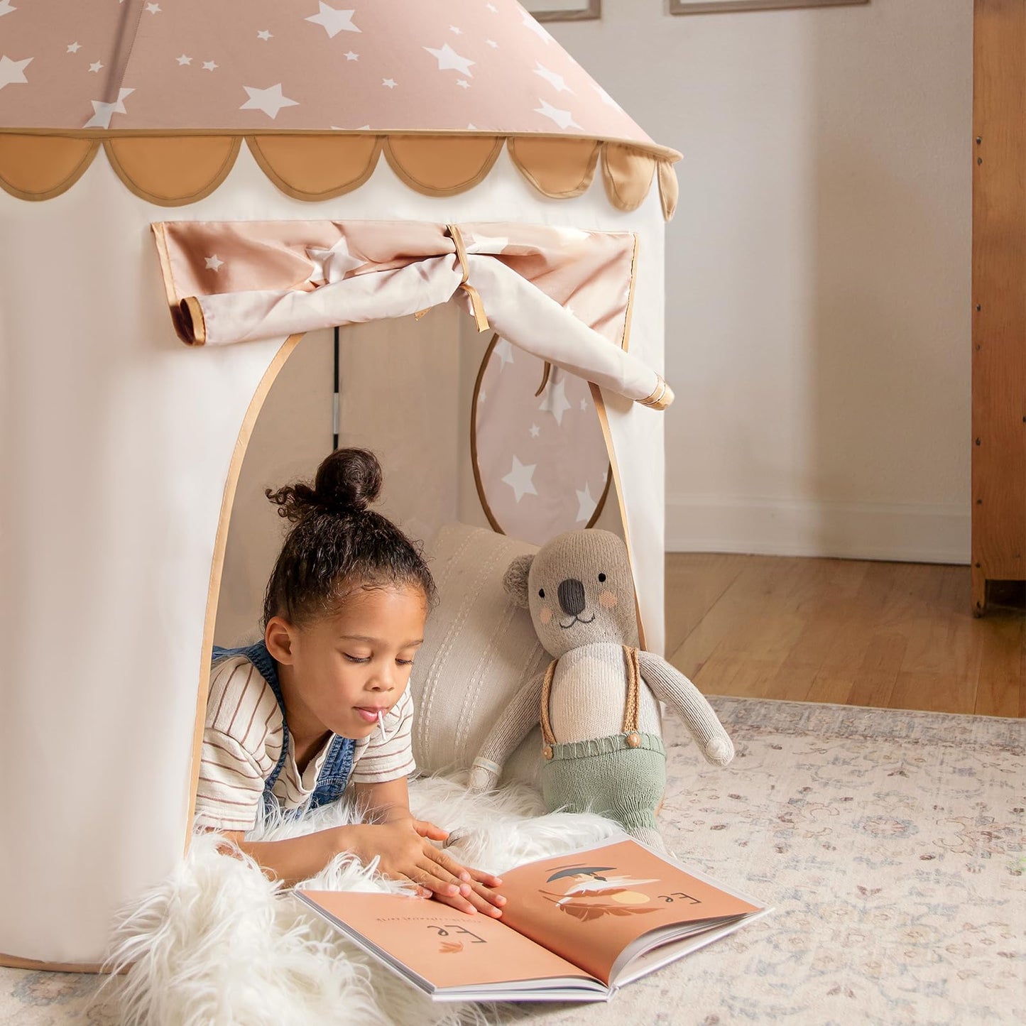 Tiny Land Kids Play Tent – Khaki Castle for Indoor Imaginative Play