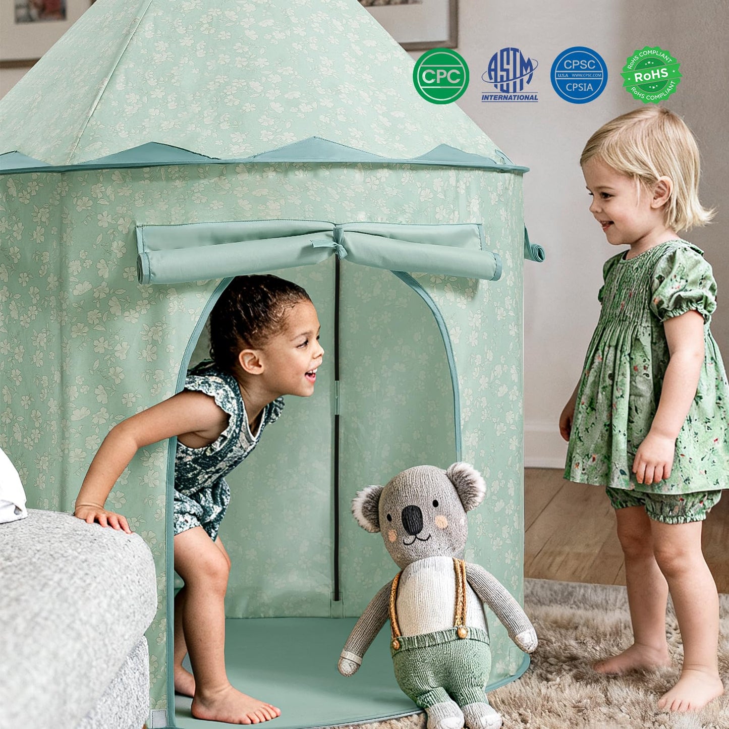 Tiny Land Kids Play Tent – Green Indoor Playhouse for Imaginative Play