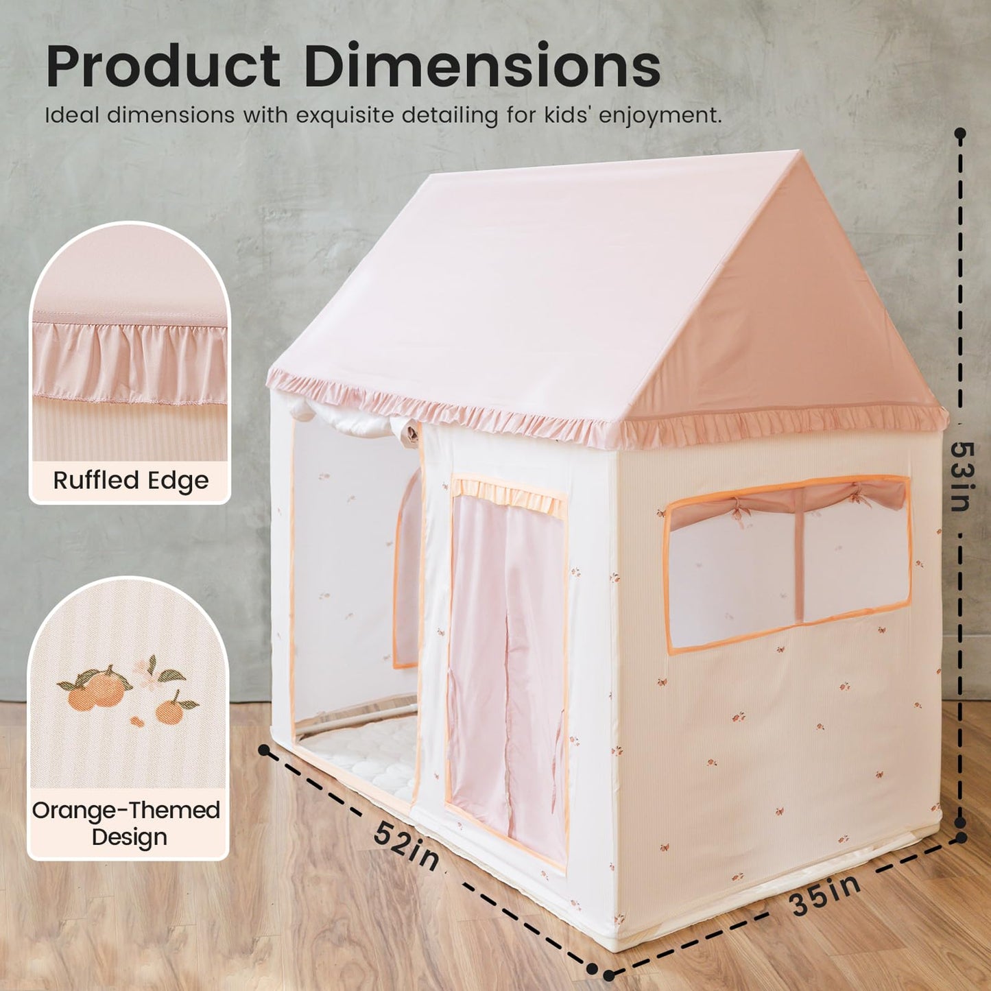 Tiny Land Kids Tent with Mat – Pink Indoor Play Tent for Toddlers