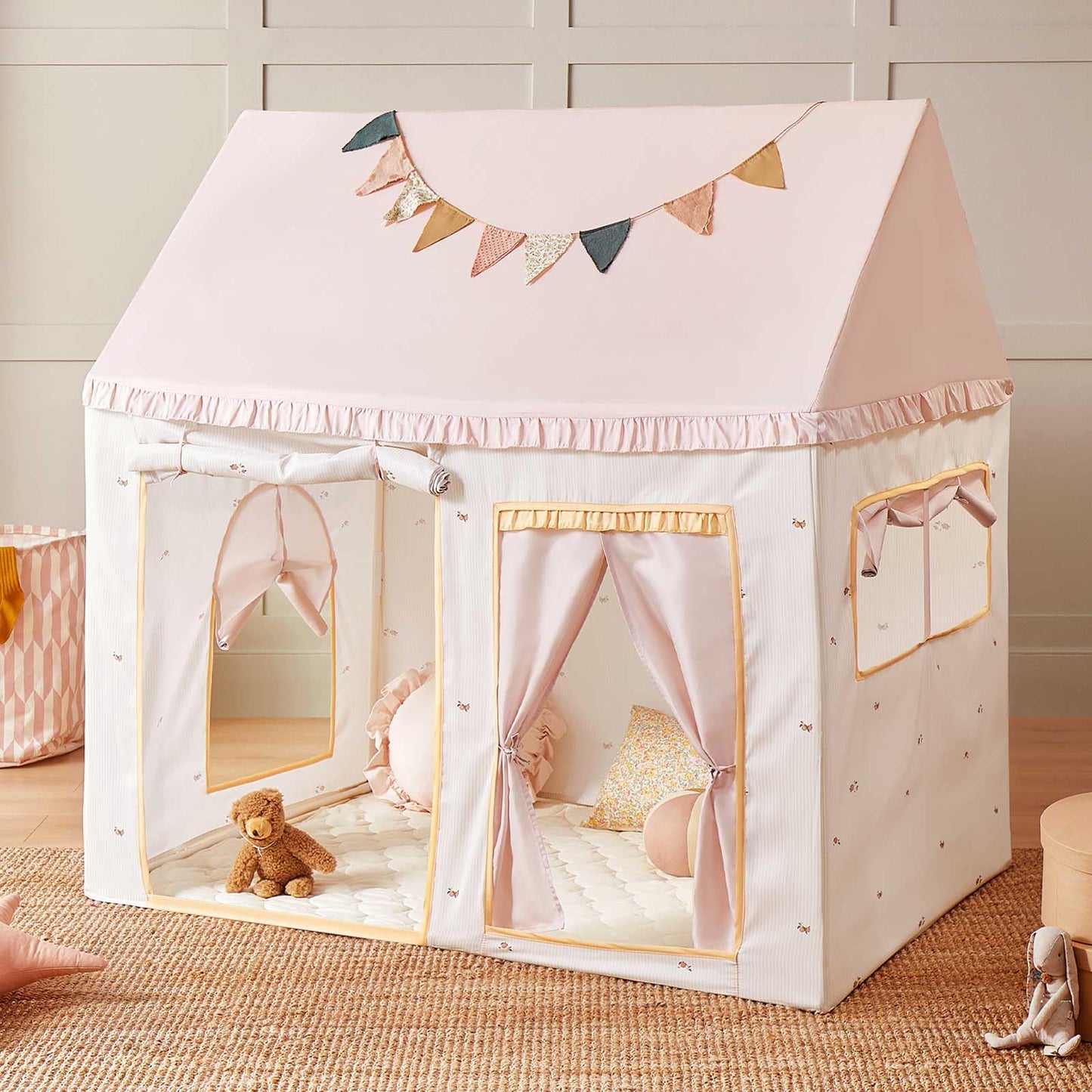 Tiny Land Kids Tent with Mat – Pink Indoor Play Tent for Toddlers