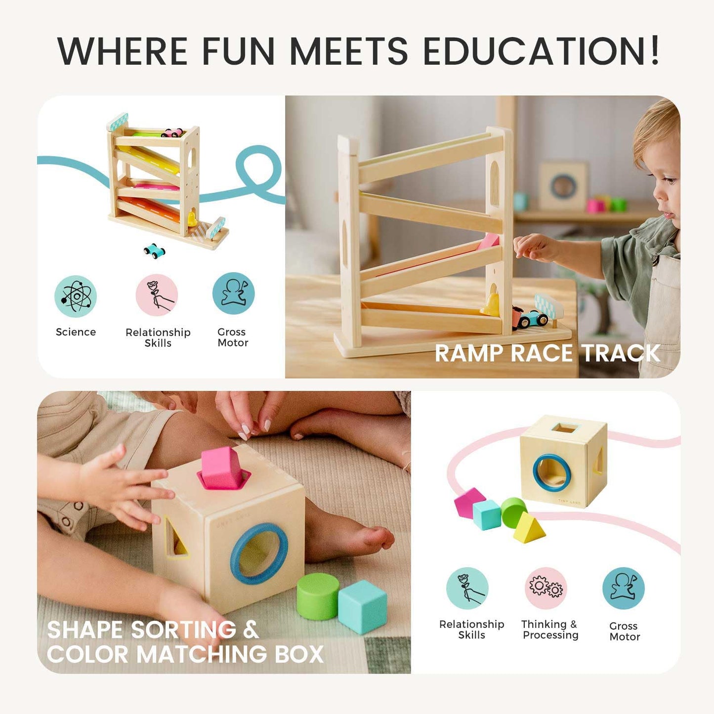 Tiny Land Montessori Toy Set for Baby 16-18 Months – 7-in-1 Adventure Kit