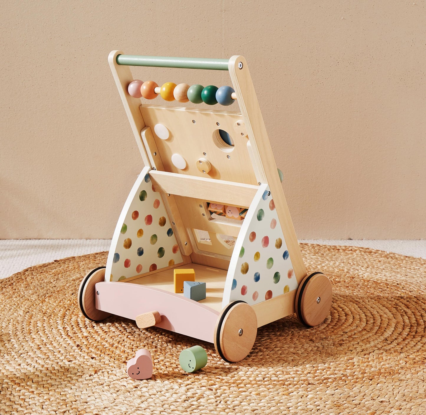 Tiny Land Wooden Baby Walker with Adjustable Speed — Montessori Activity Push Walker
