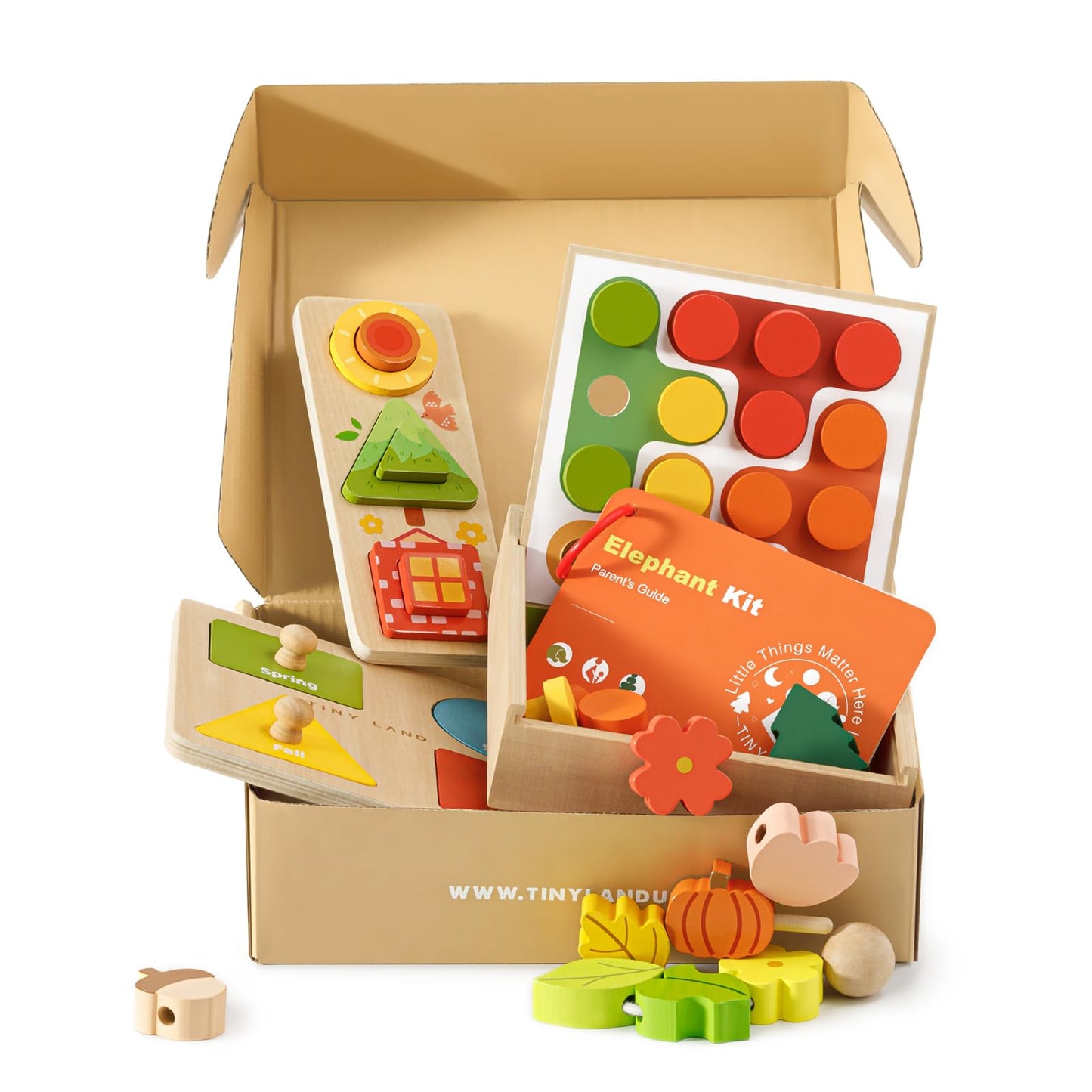 Tiny Land Montessori 4-in-1 Wooden Learning Toy Set for Babies 18-24 Months